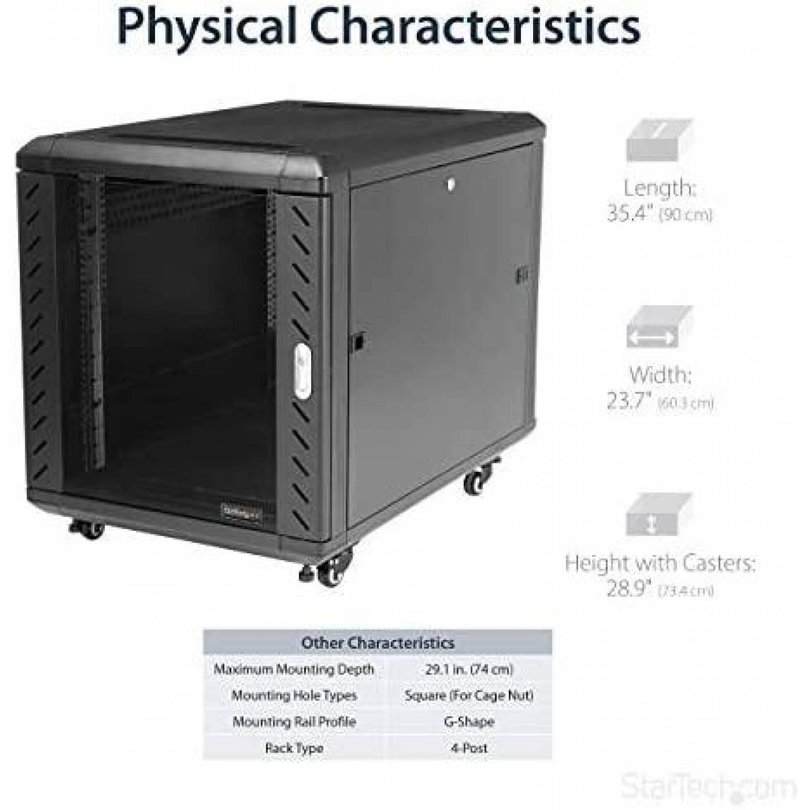 Gabinete para Computadora StarTech RK1236BKF 19'' -Negro