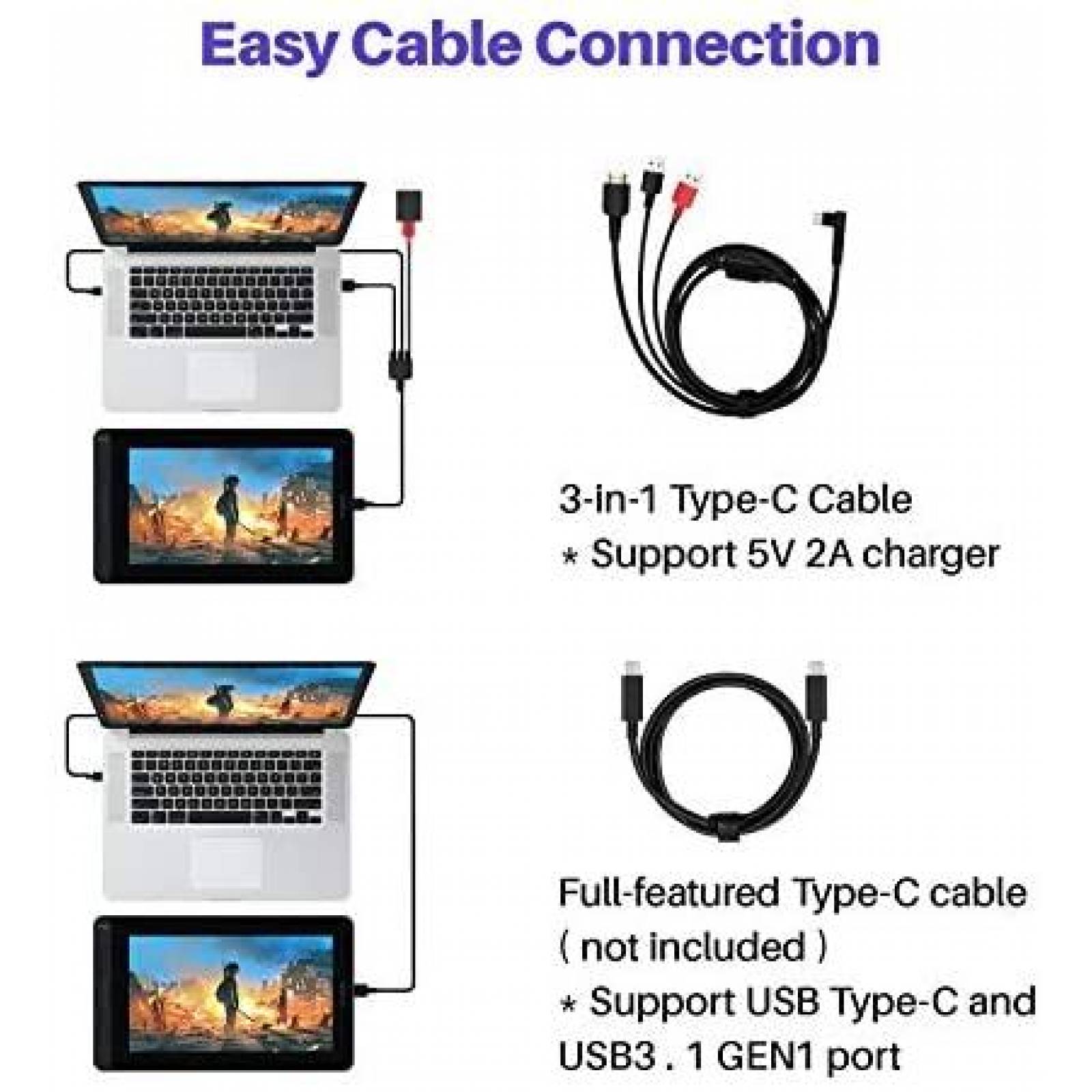 Tablet De Dibujo HUION Kamvas 12 11.6'' 8 Teclas Mas Lapiz