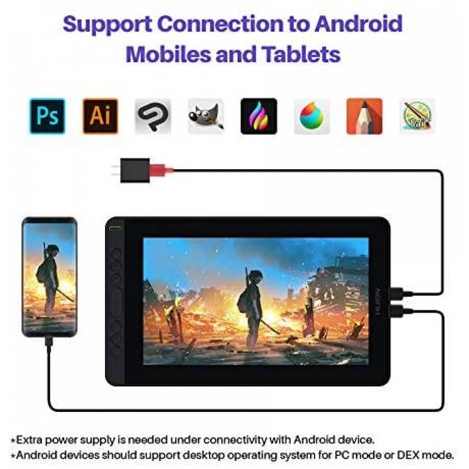 Tablet De Dibujo HUION Kamvas 12 11.6'' 8 Teclas Mas Lapiz