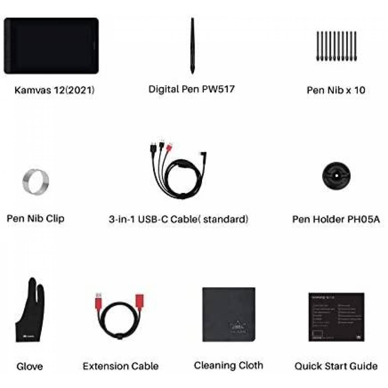 Tablet De Dibujo HUION Kamvas 12 11.6'' 8 Teclas Mas Lapiz