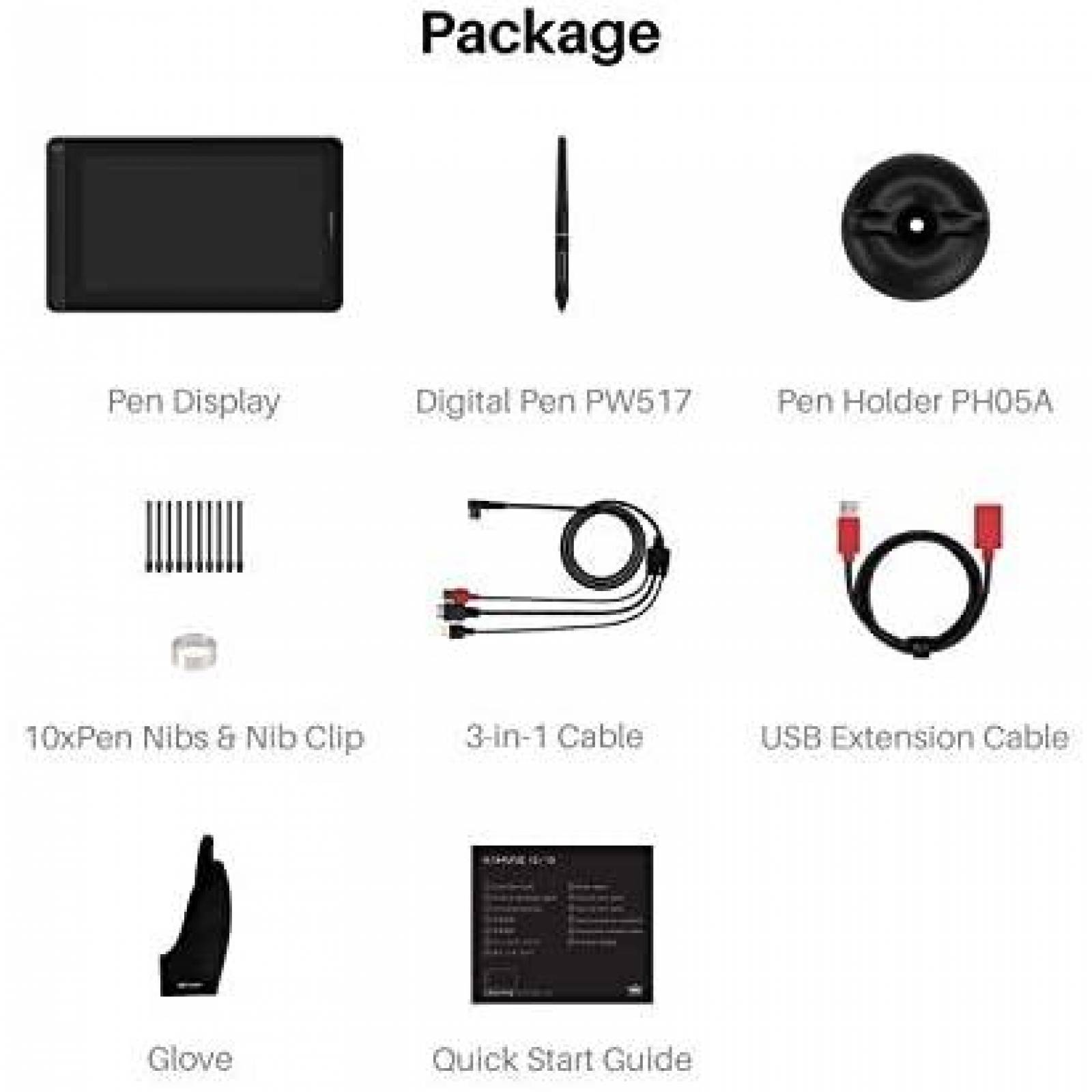 Tablet de Dibujo HUION Kamvas 12 2021 Conectividad 3 en 1