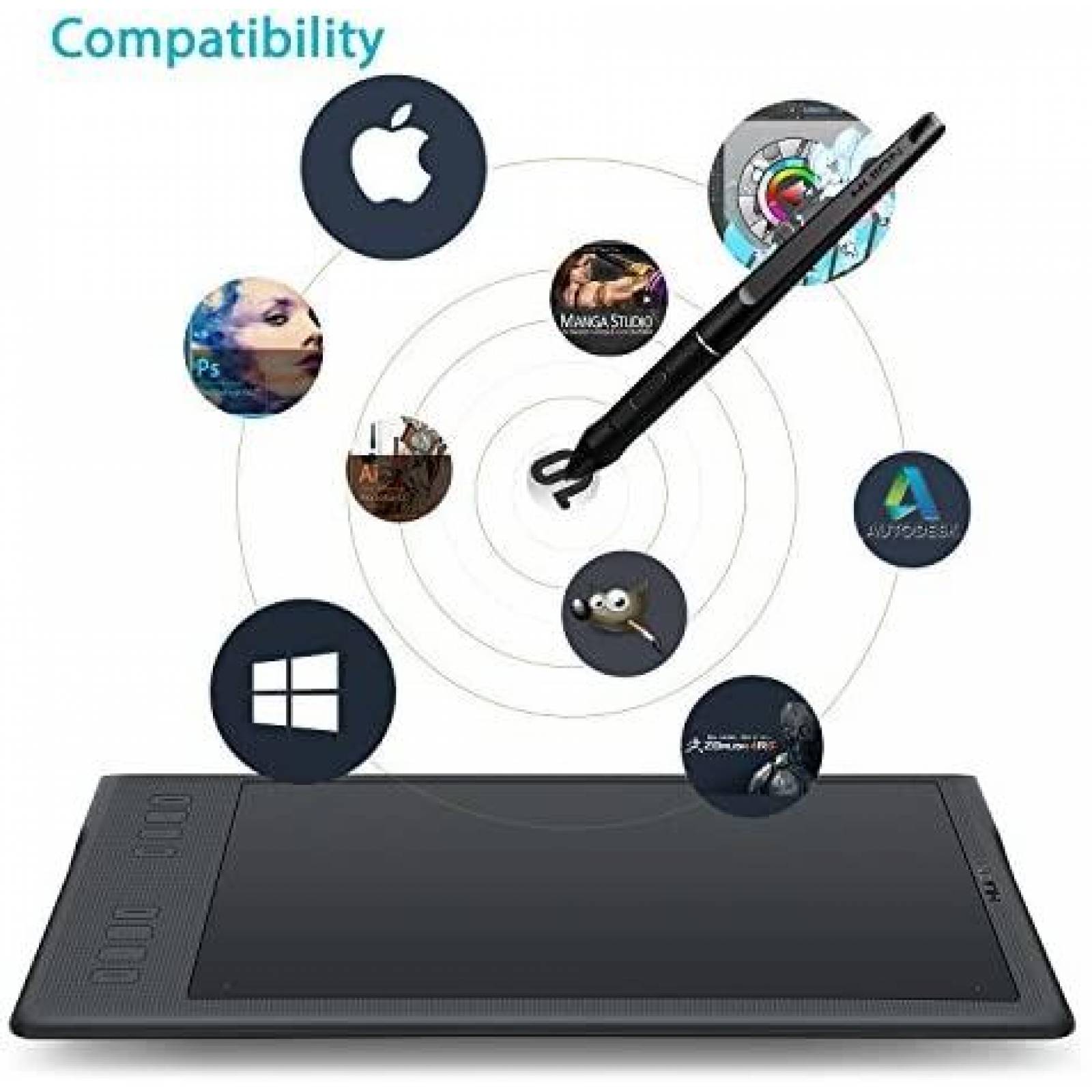 Tablet de Dibujo Huion Inspiroy Q11K V2 USB Win7 -Negro