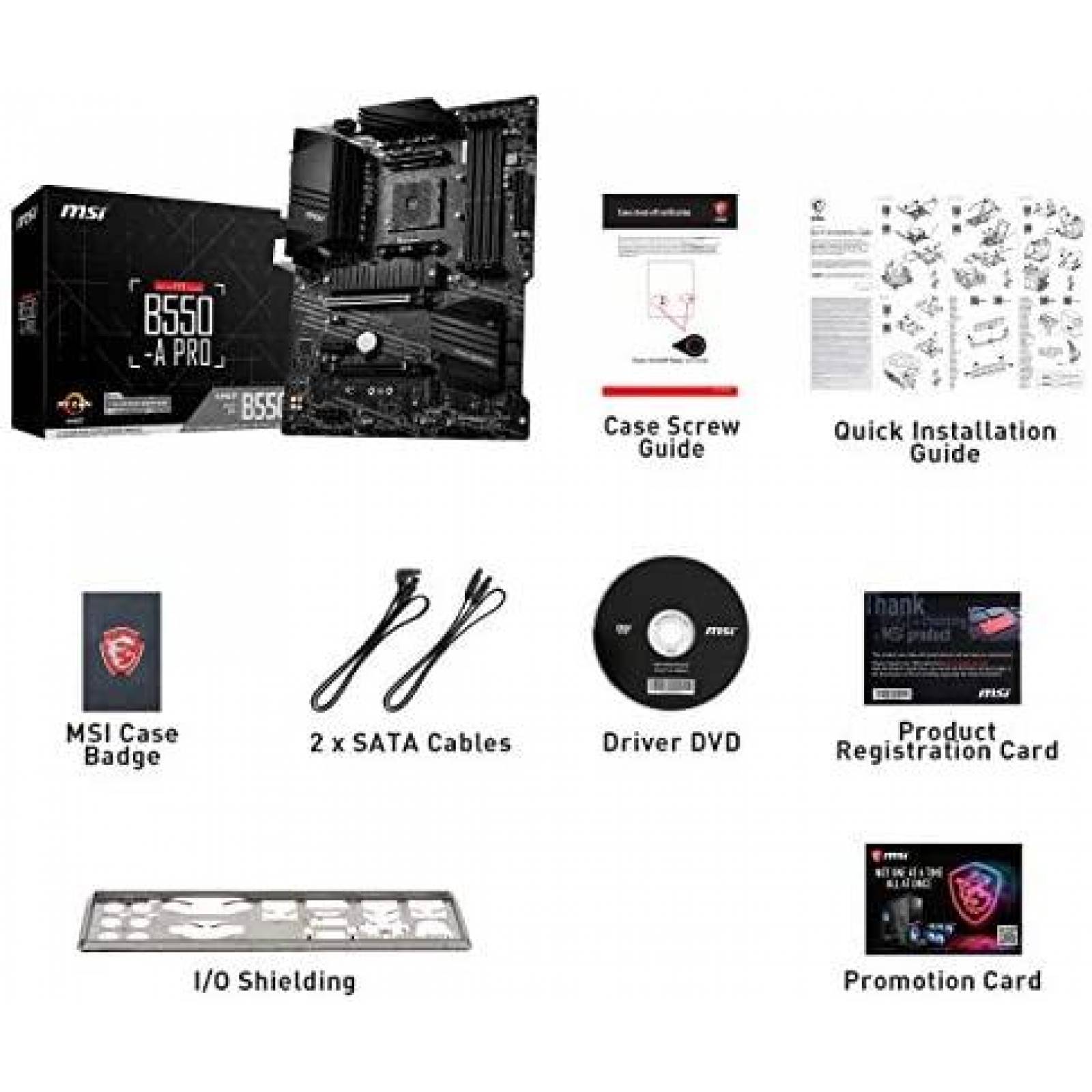 Tarjeta Madre MSI B550-A PRO 128GB 4400 MHz HDMI -Negro