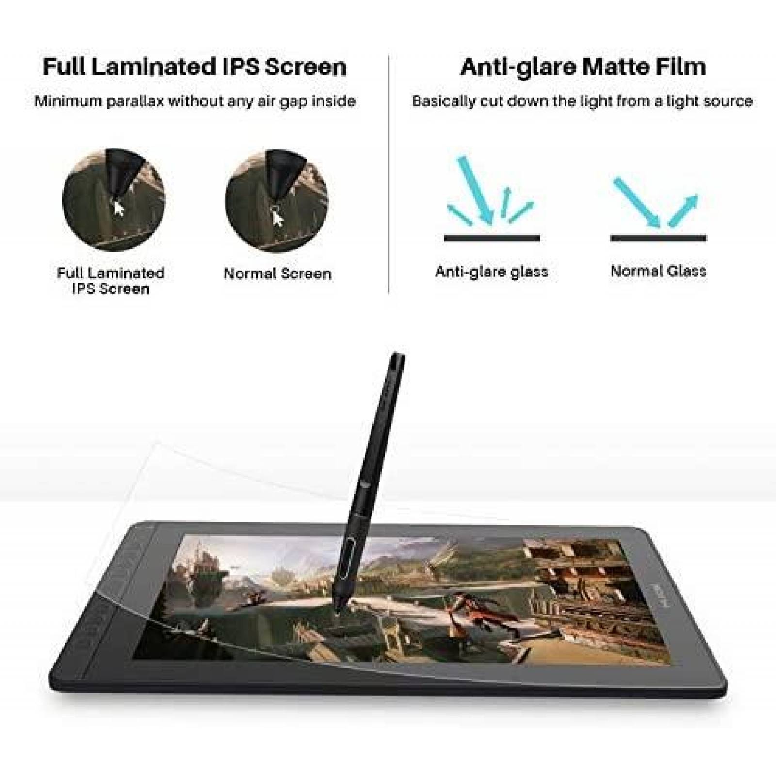 Tablet de Dibujo HUION Resolucion de 1920 x 1080 3 en 1