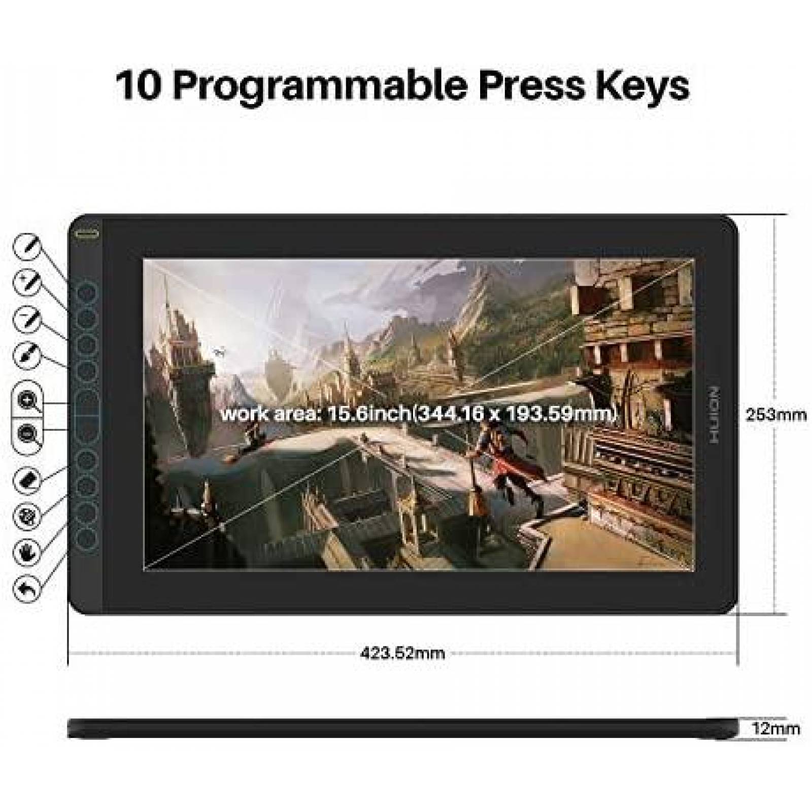 Tablet de Dibujo HUION Resolucion de 1920 x 1080 3 en 1