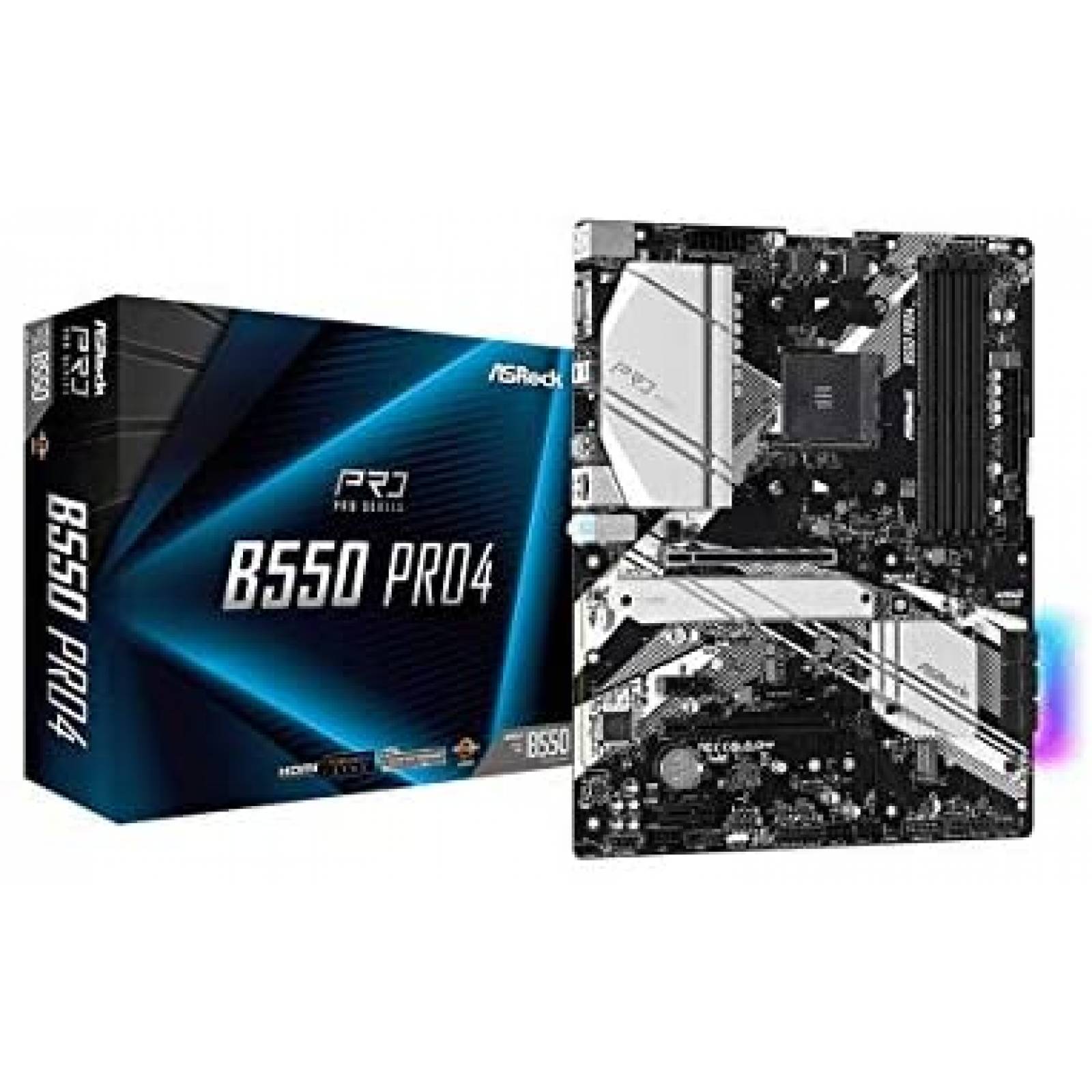 Tarjeta Madre ASRock B550 PRO4 AM4 Ryzen 2400 MHz -Negro 