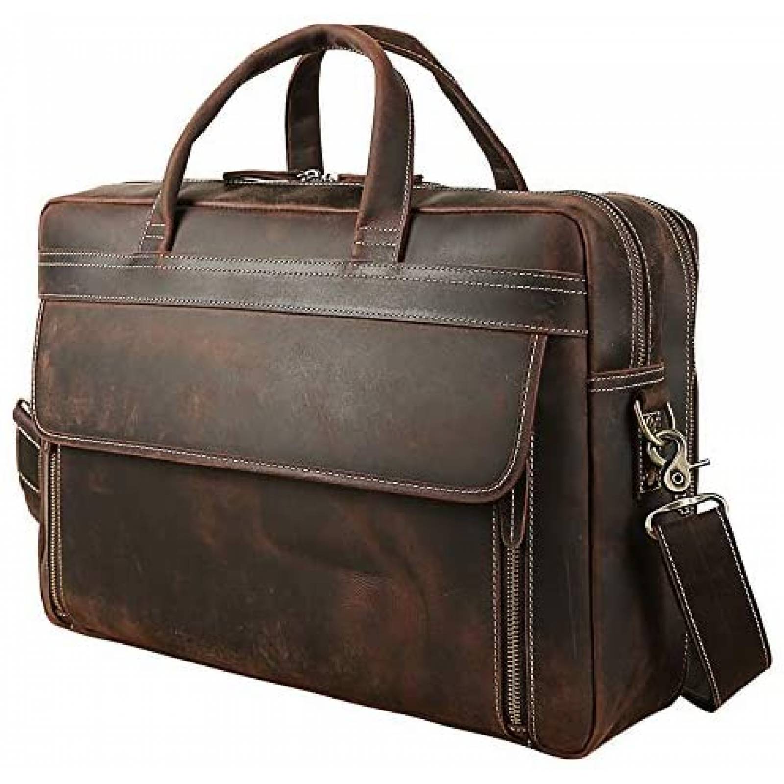 Maletín para Hombre TIDING de Piel para Laptop 17'' -Cafe 