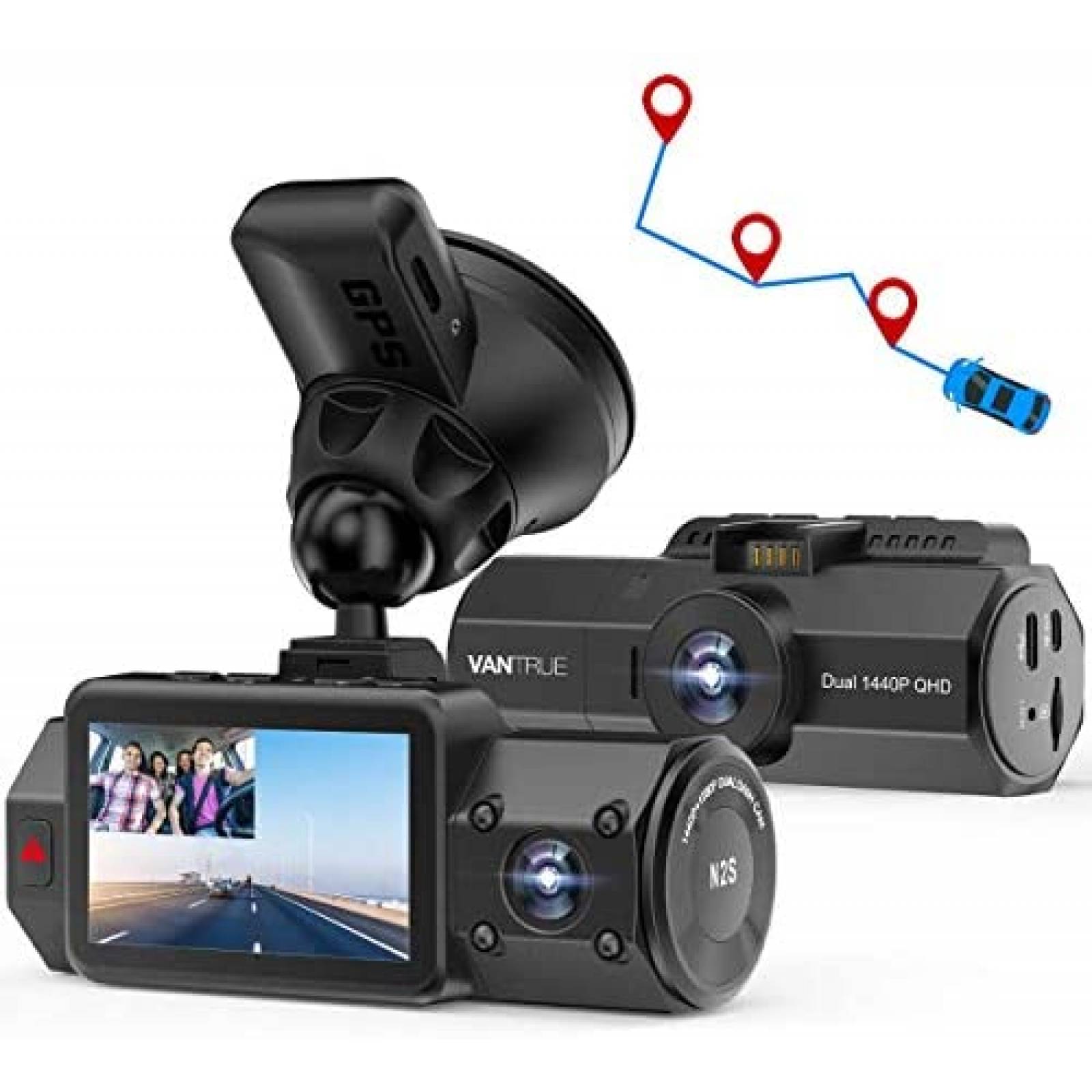 Dash Cam Vantrue N2S Dual 2.5K 1440p con GPS -Negro