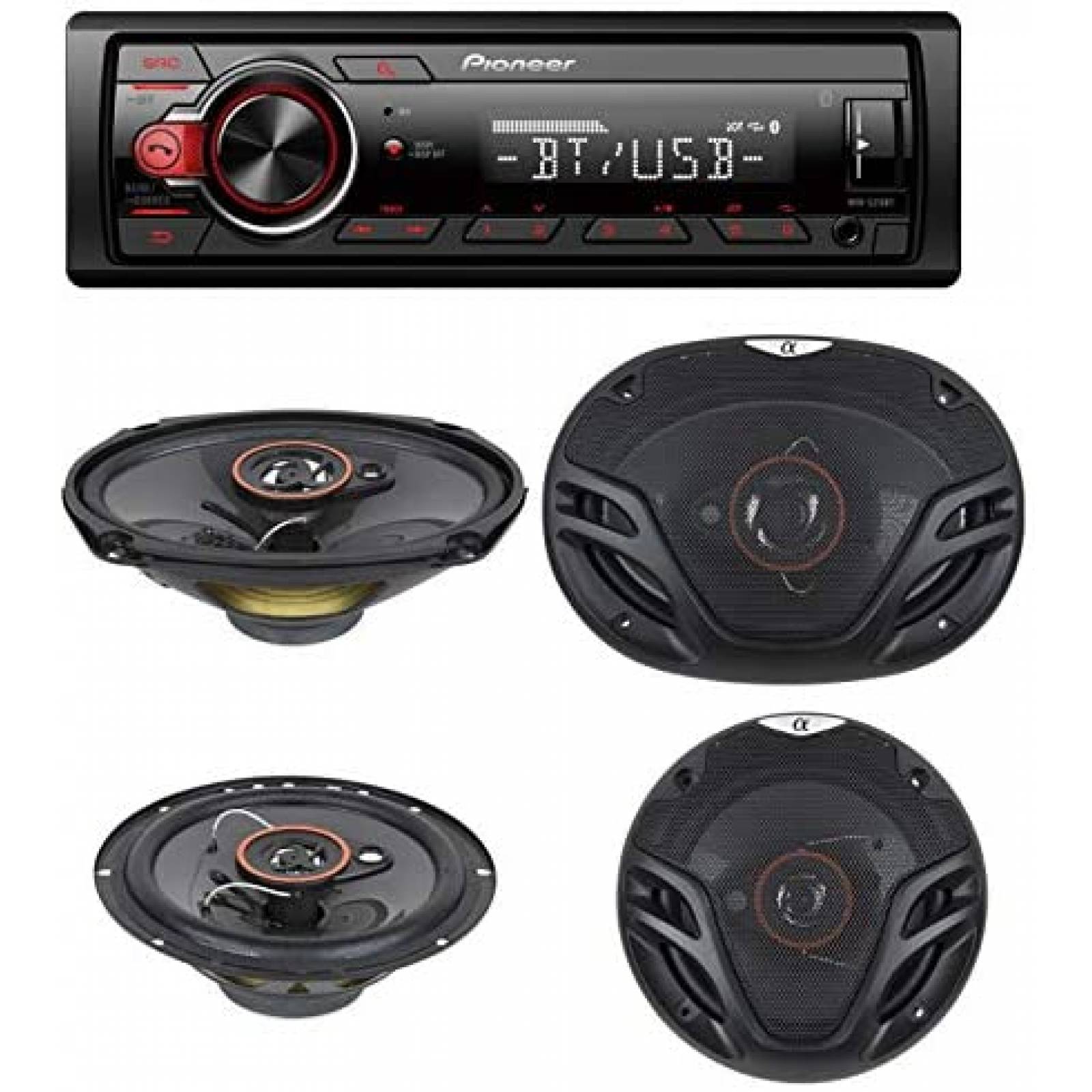 Estéreo para auto PIONEER Bluetooth USB MP3 Auxiliar -Negro 