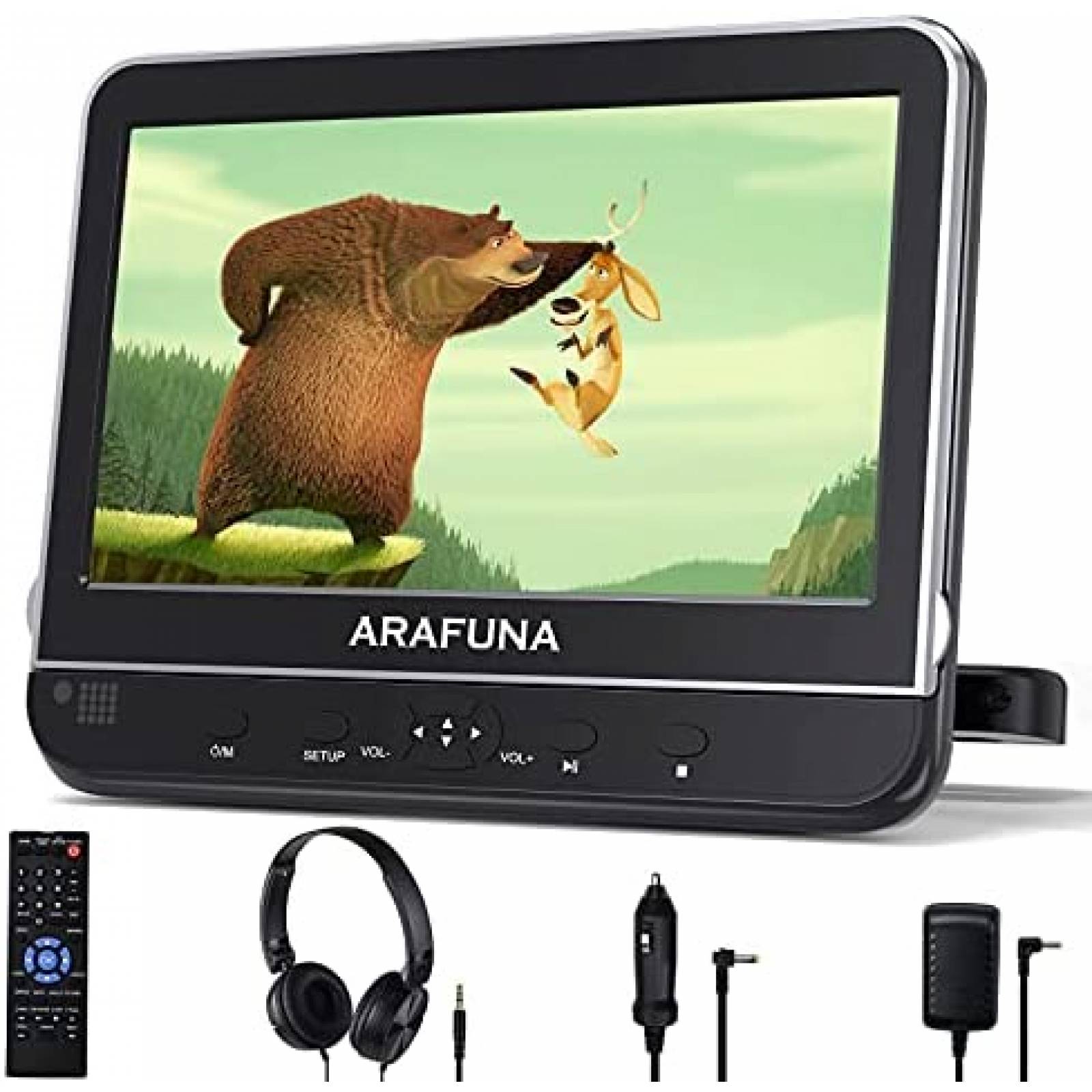 Reproductor de DVDs Arafuna 10.1'' para Viajes -Negro 