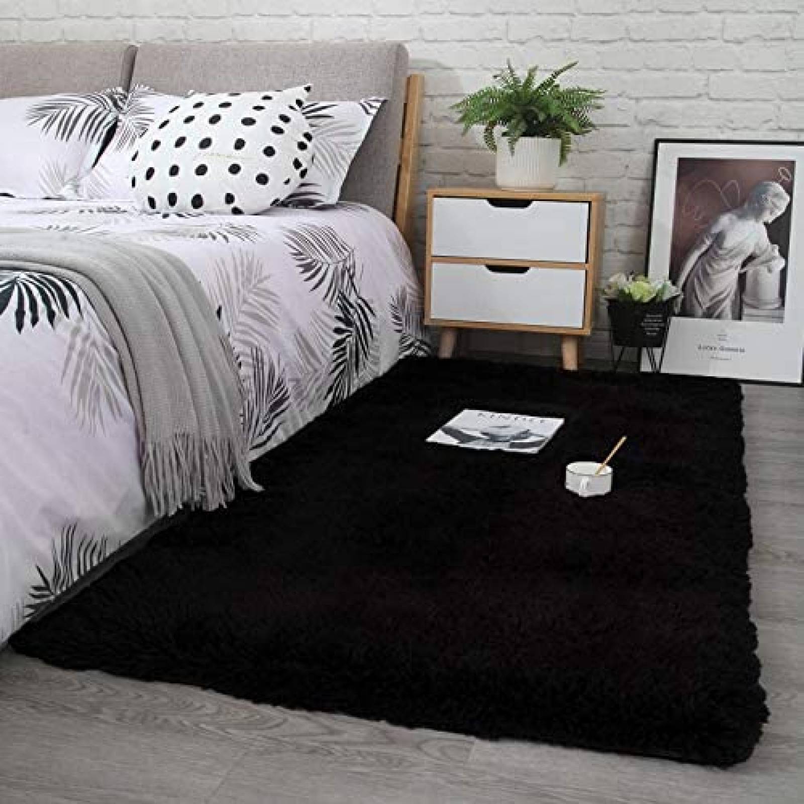 Alfombra Noahas 3x5ft para Dormitorio Velvet -Negro 