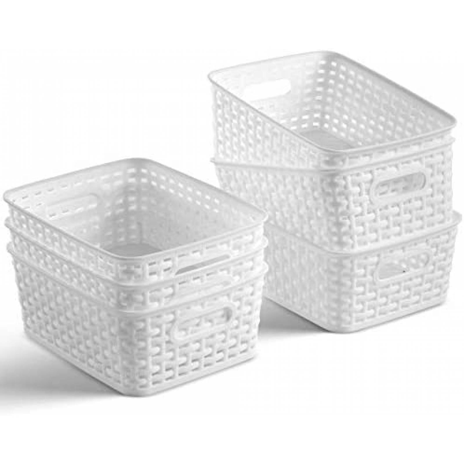 Canastos Organizadores de Plástico Seseno 6 Pzs -Blanco 