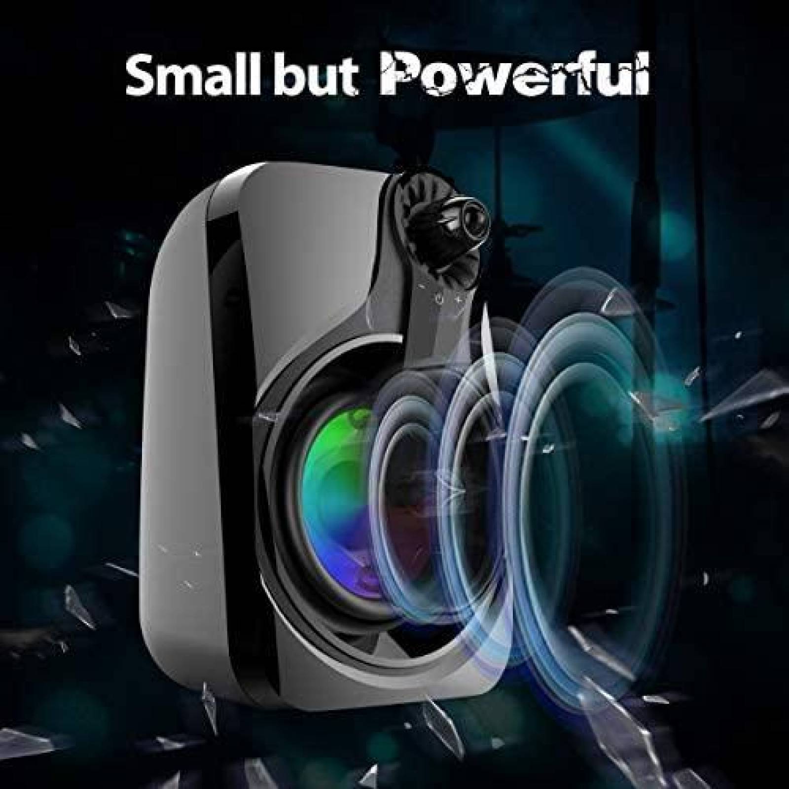 Altavoces de computadora Marboo USB luz LED RGB -Negro