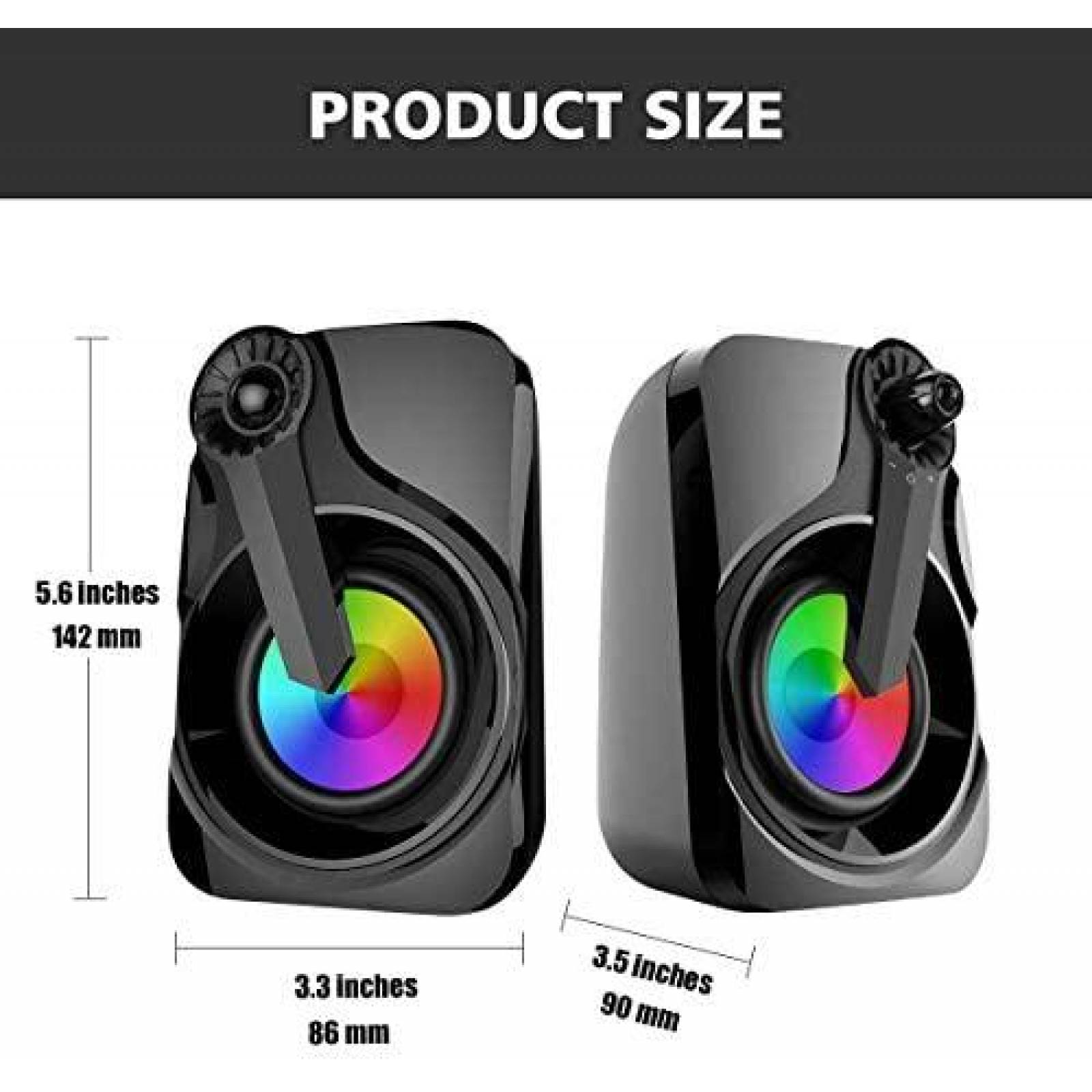Altavoces de computadora Marboo USB luz LED RGB -Negro