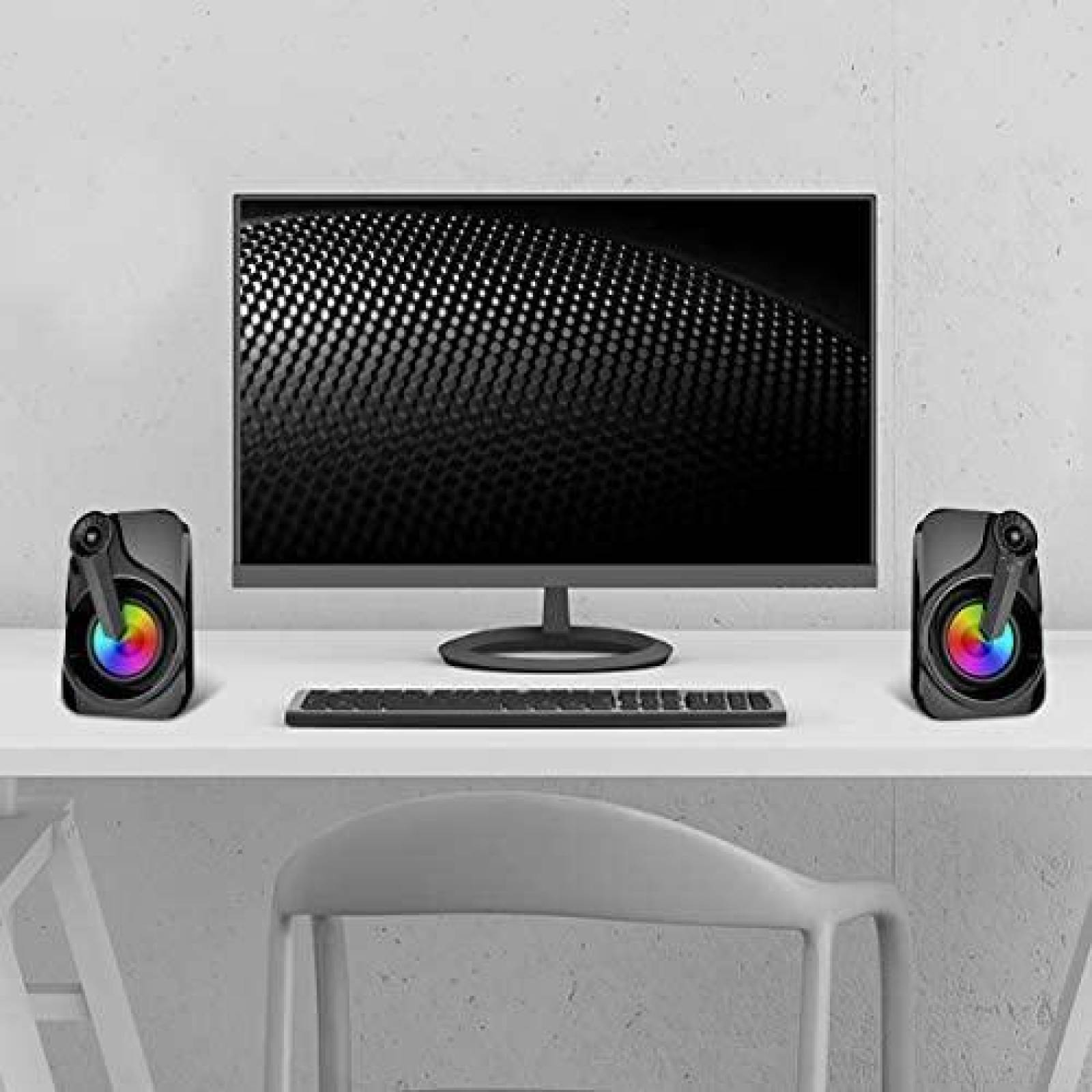 Altavoces de computadora Marboo USB luz LED RGB -Negro