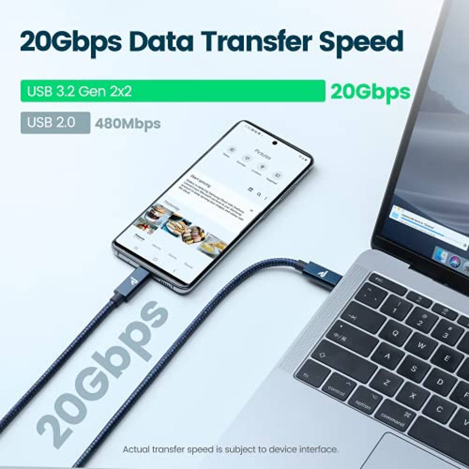 Cable cargador Rampow RAMPOWTT02US USB C Compatible Azul