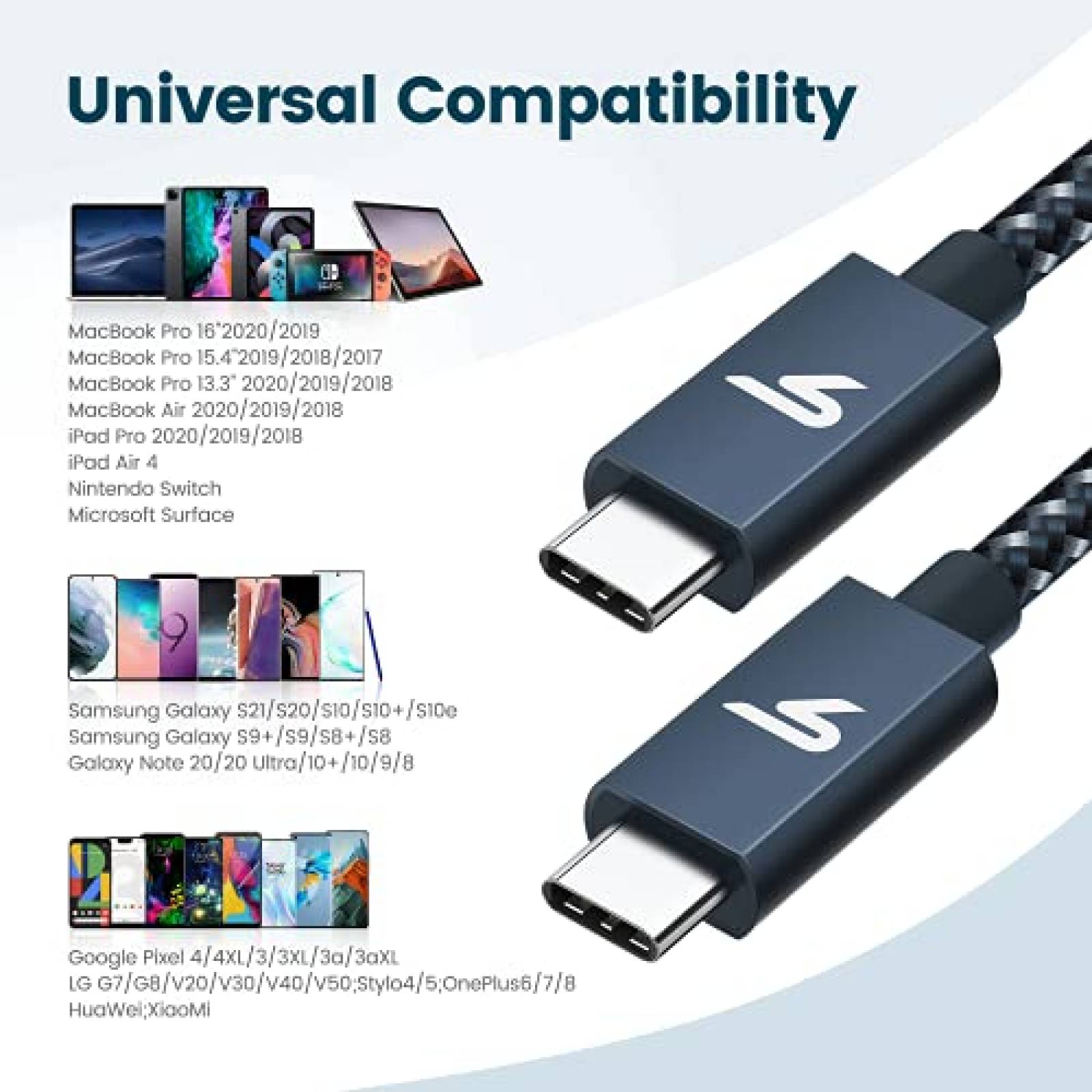 Cable cargador Rampow RAMPOW-TT02-US USB C Compatible -Azul