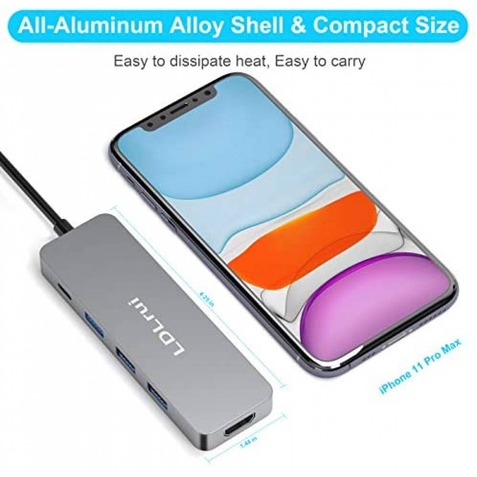 Adaptador LDLrui LR-HA10 Concentrador De USB 4 Puertos -Gris