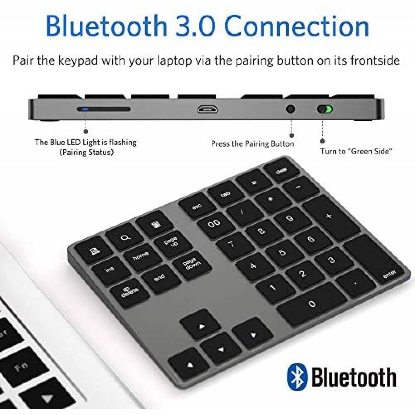 Teclado Numerico IKOS 34 Teclas Bluetooth para Windows iMac