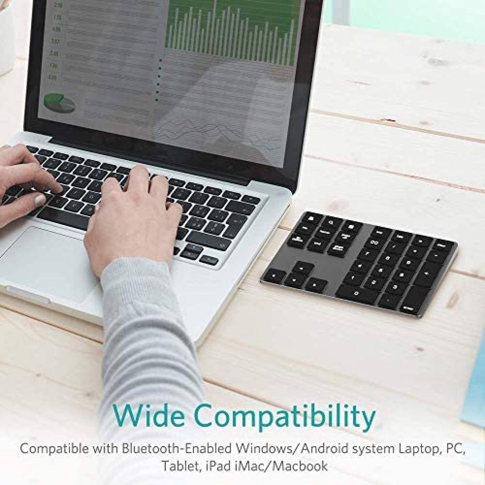 Teclado Numerico IKOS 34 Teclas Bluetooth para Windows iMac