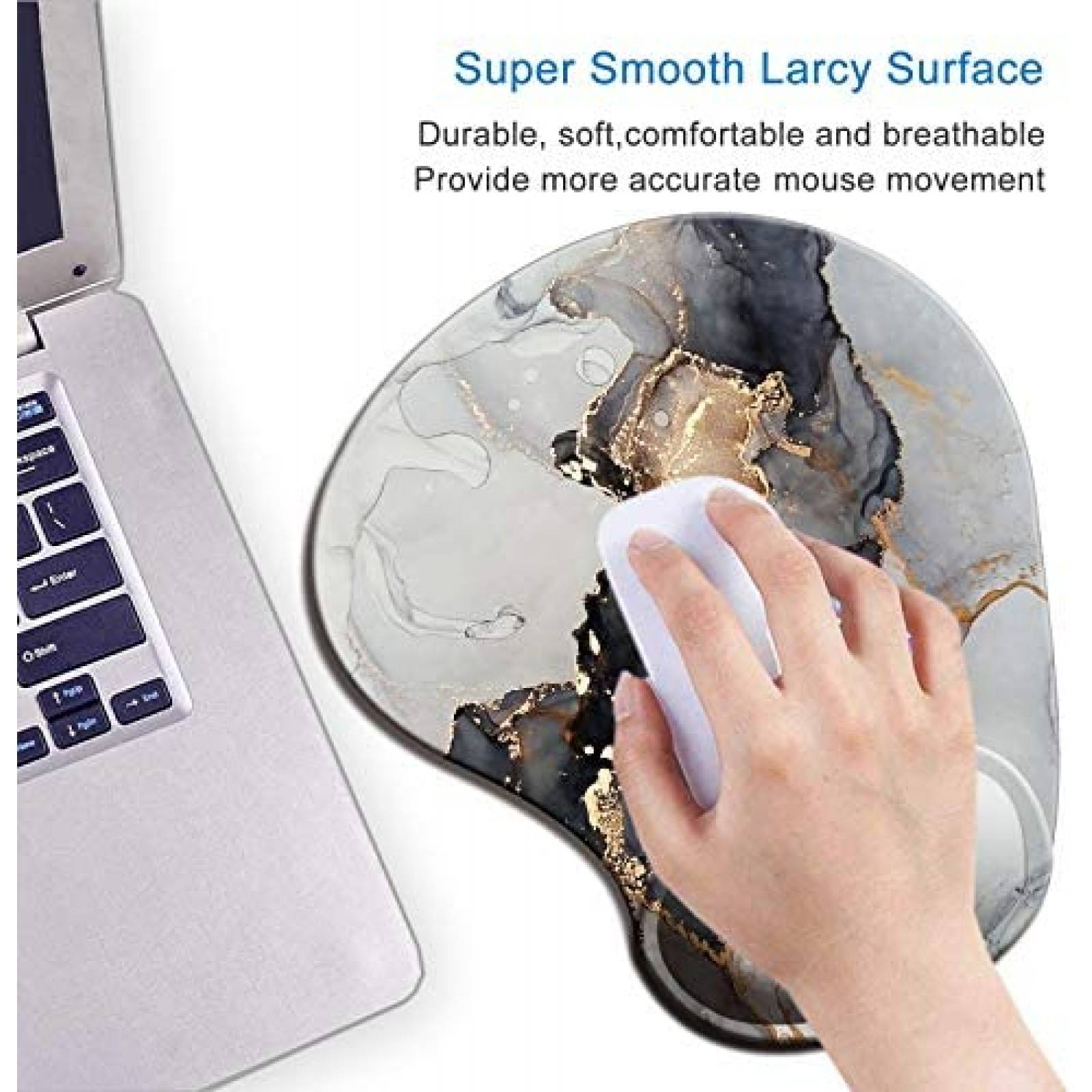 MousePad ITNRSIIET Marmoleado Ergonomico Reposamuñecas -Gris