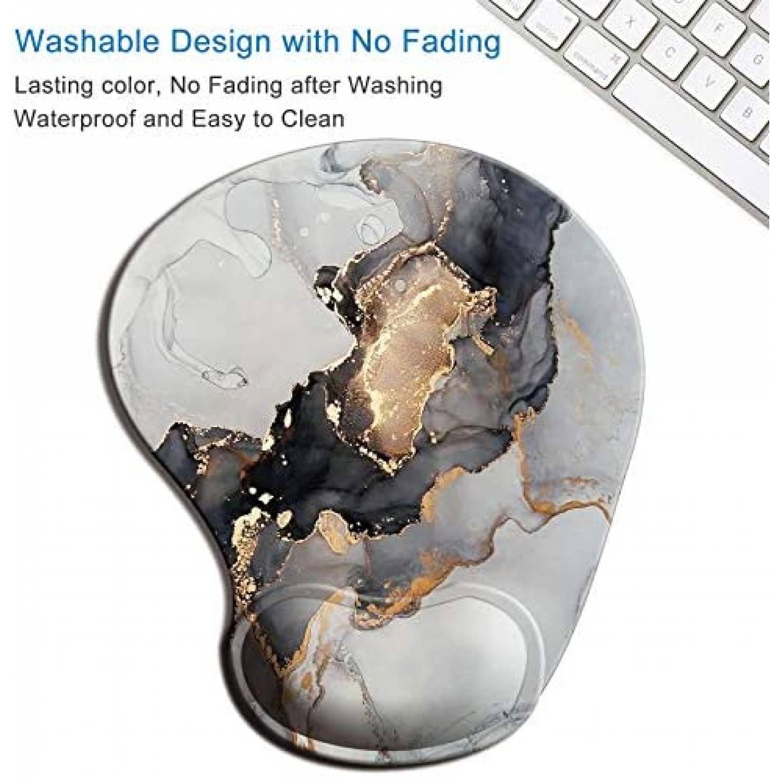 MousePad ITNRSIIET Marmoleado Ergonomico Reposamuñecas -Gris