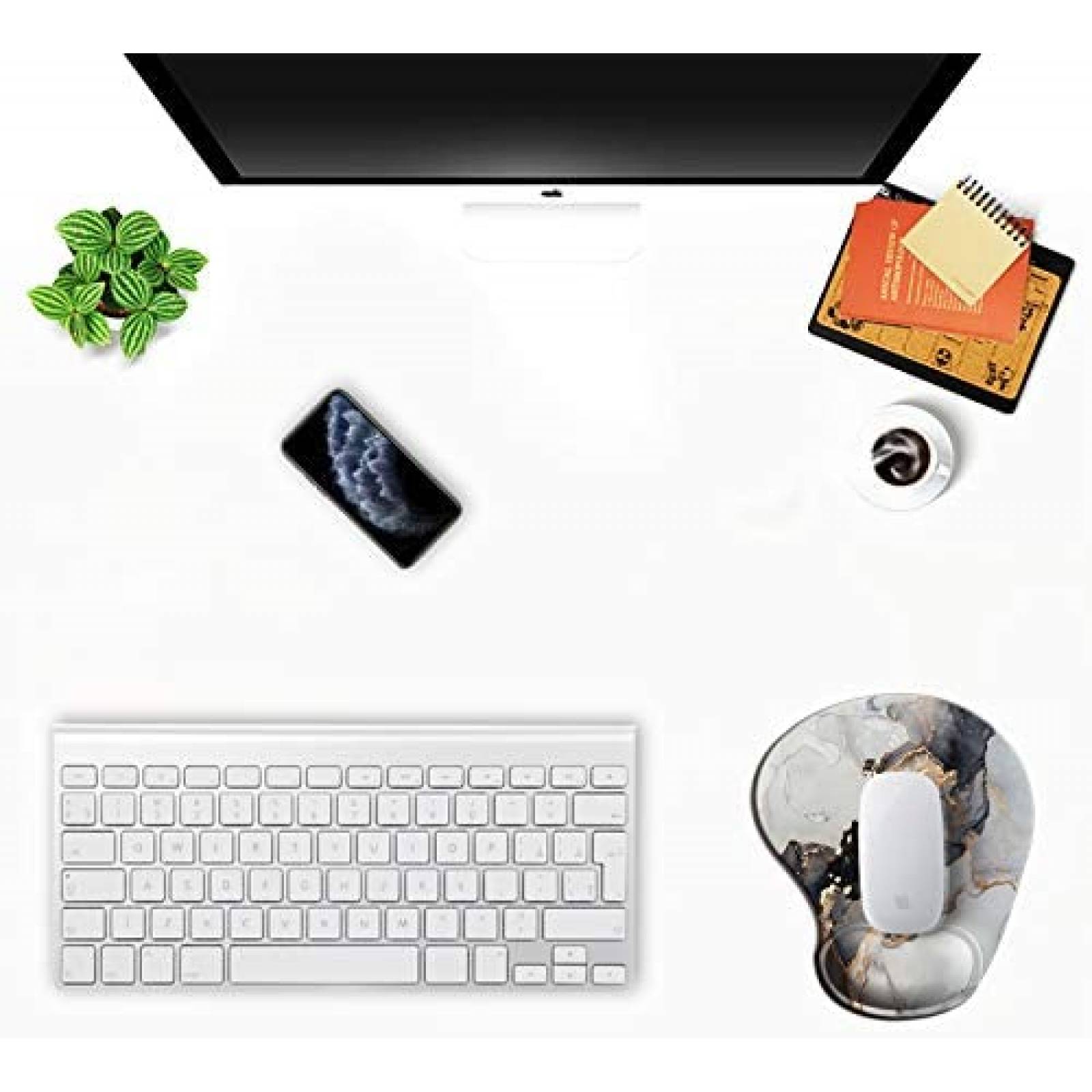 MousePad ITNRSIIET Marmoleado Ergonomico Reposamuñecas -Gris