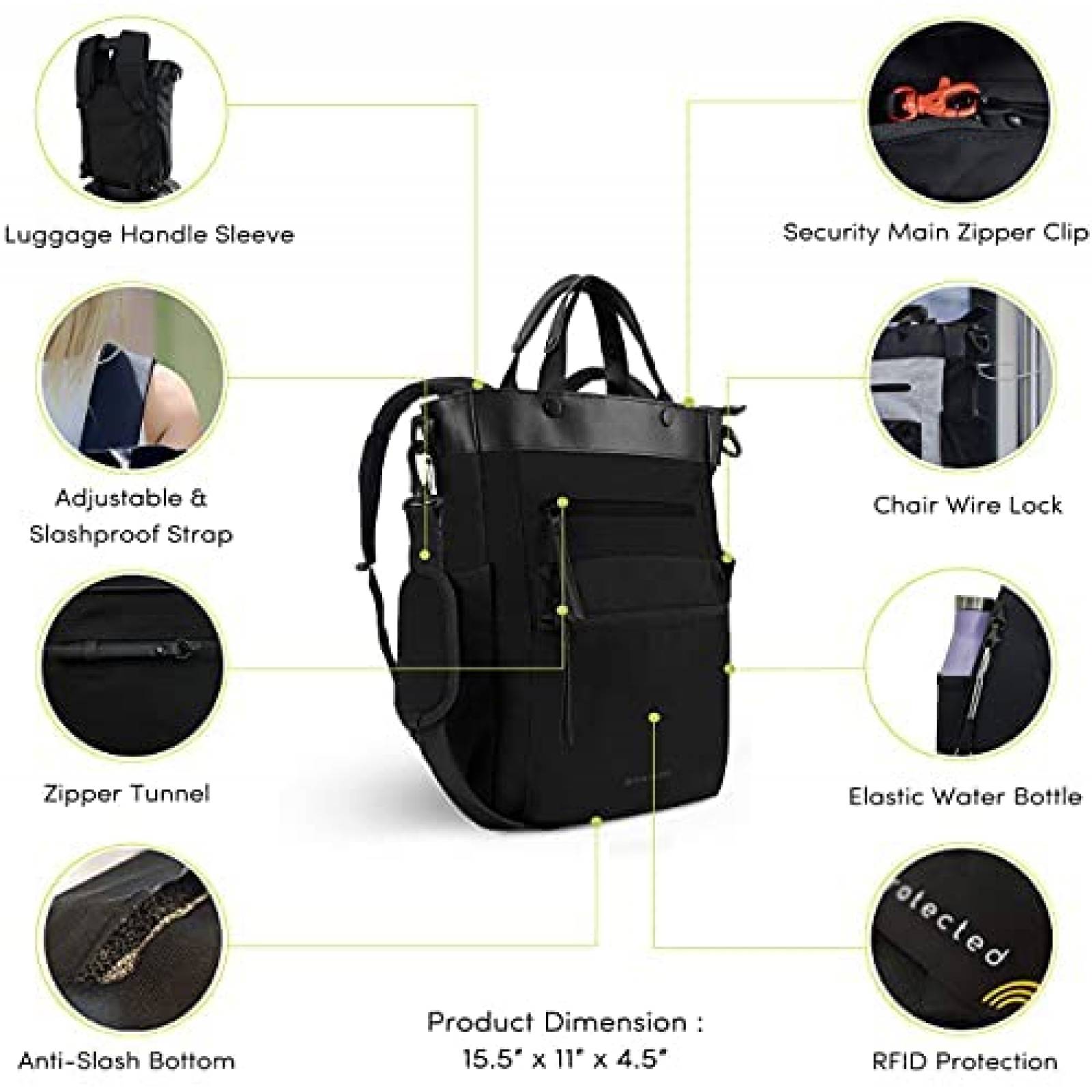 Mochila Sherpani Soleil para Laptop de 14'' -Negro