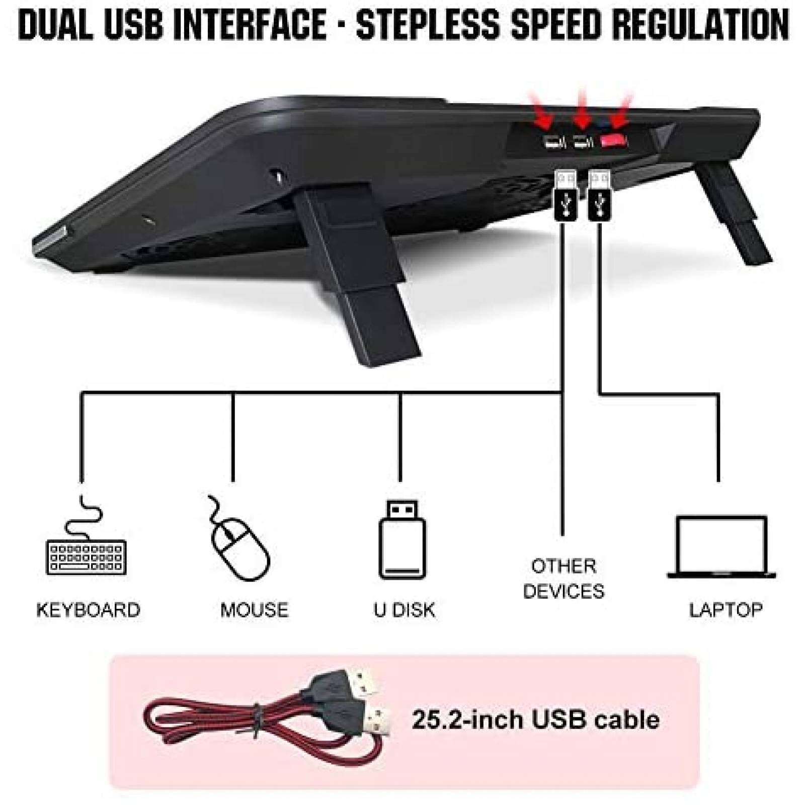 Base enfriamiento PCCOOLER Compatible con Laptop 12 a 17"