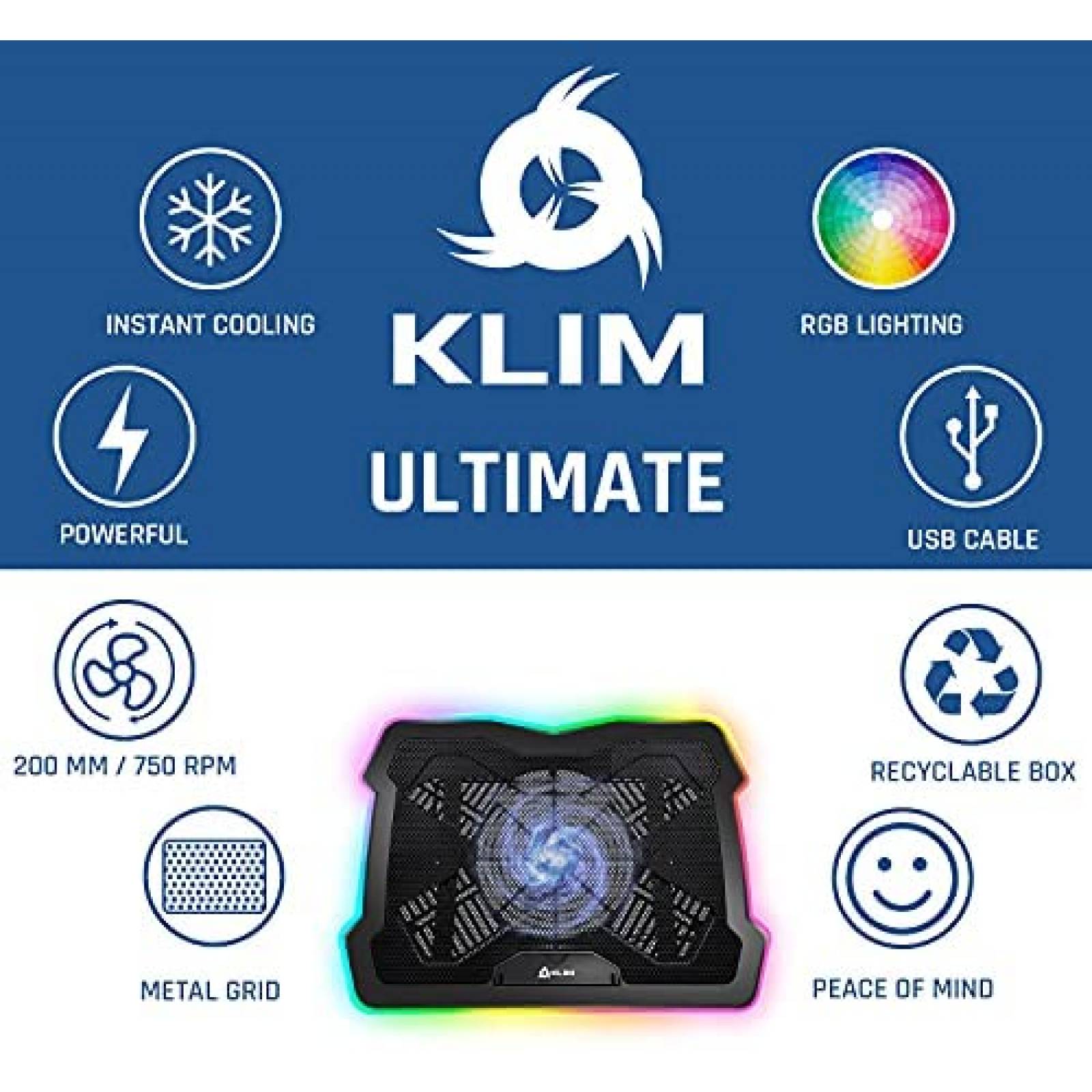 Pad de Enfriamiento KLIM para Laptop 17''/Xbox/PS4 -Negro