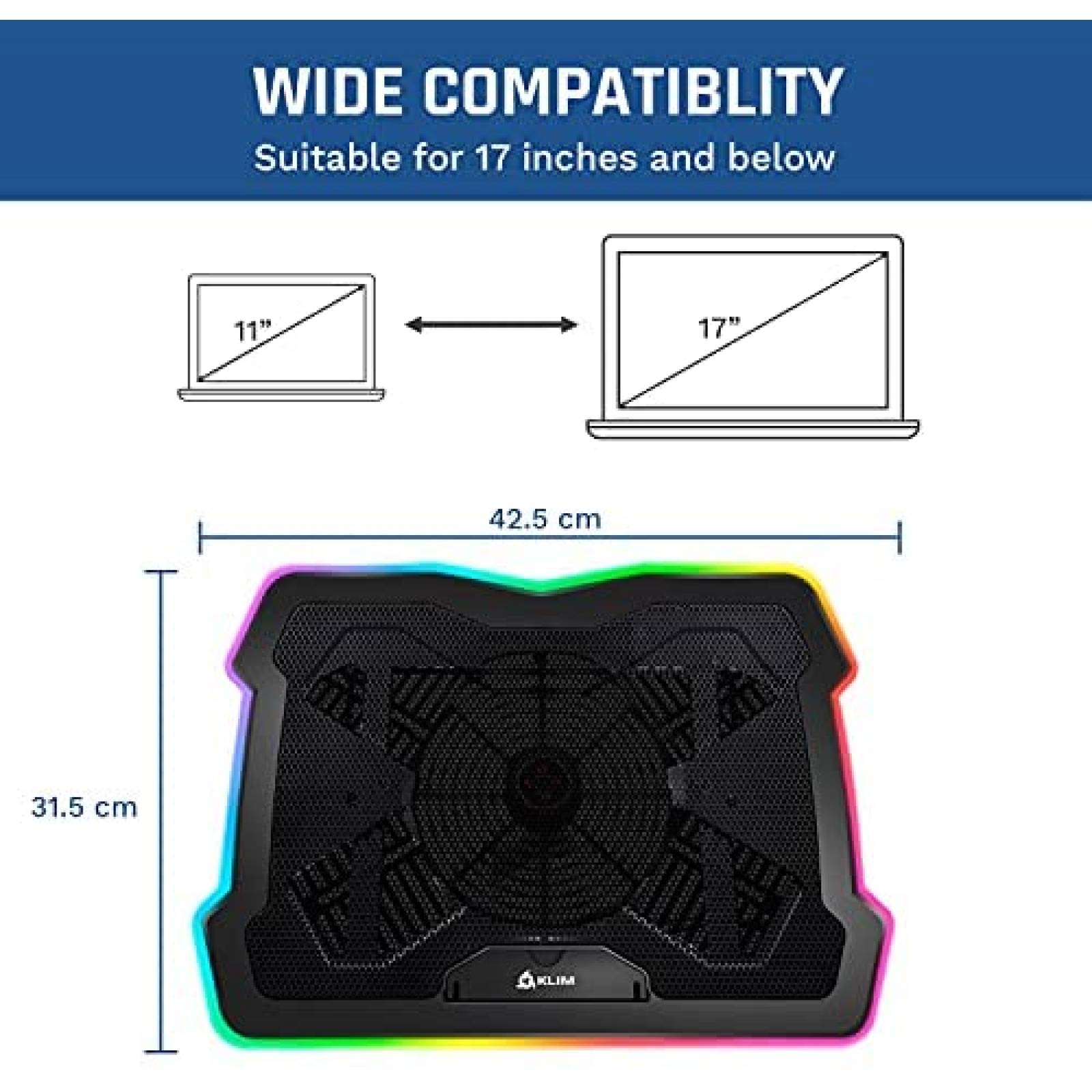 Pad de Enfriamiento KLIM para Laptop 17''/Xbox/PS4 -Negro