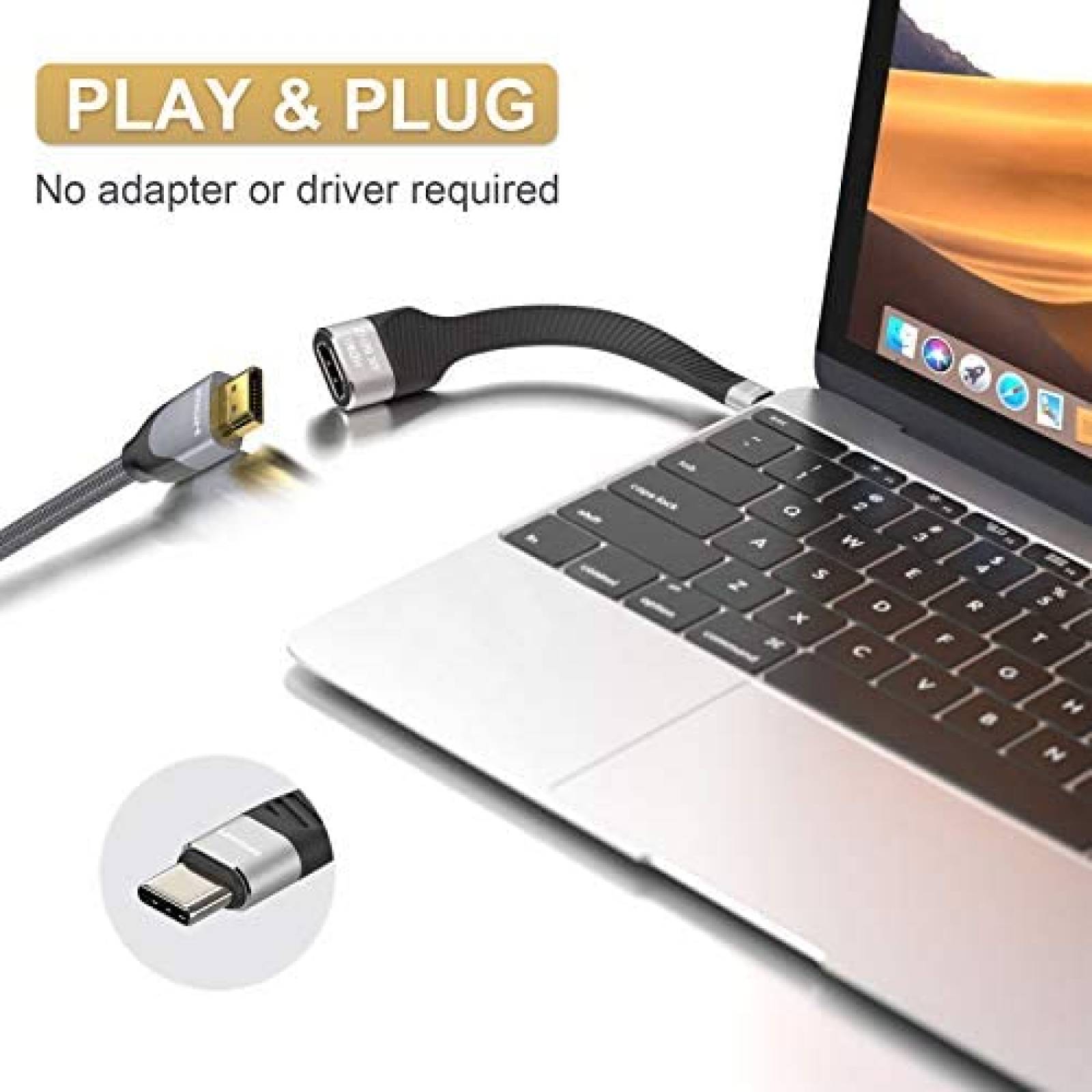 Adaptador LamToon USB C a HDMI 4K 60Hz Thunderbolt 3 -Negro