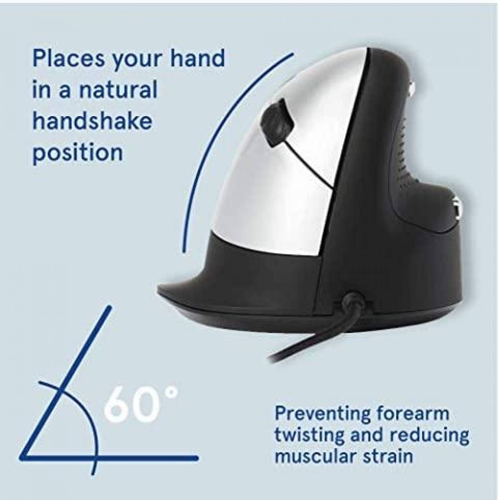 Mouse R-Go Tools Ergonomico Vertical USB de 5 Botones -Negro