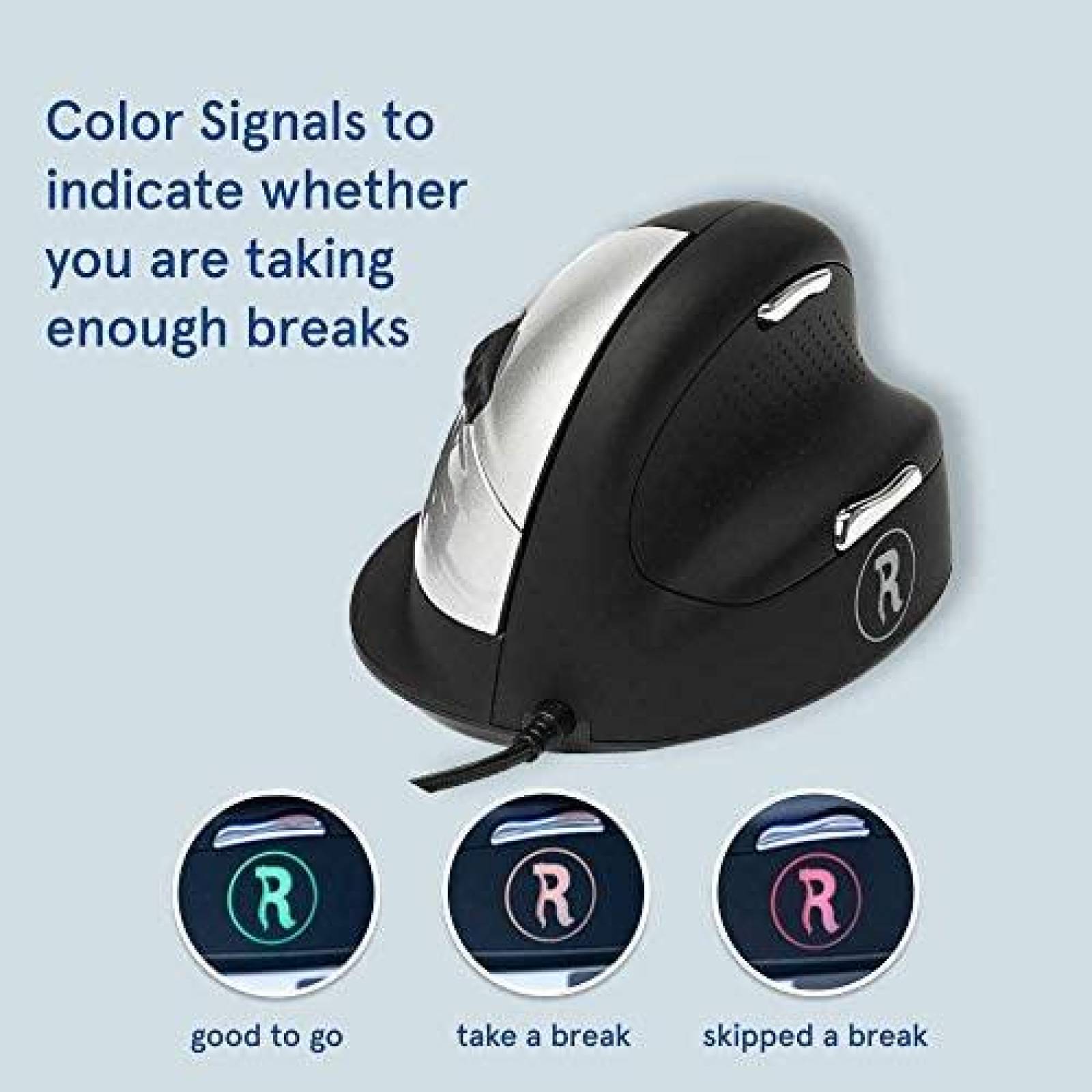 Mouse R-Go Tools Ergonomico Vertical USB de 5 Botones -Negro