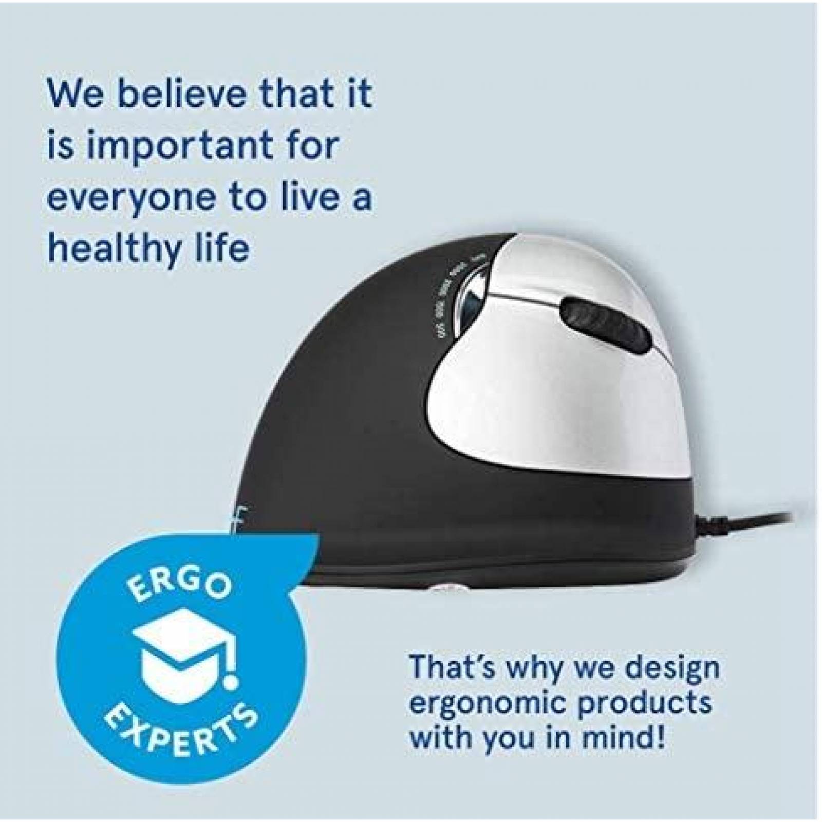 Mouse R-Go Tools Ergonomico Vertical USB de 5 Botones -Negro