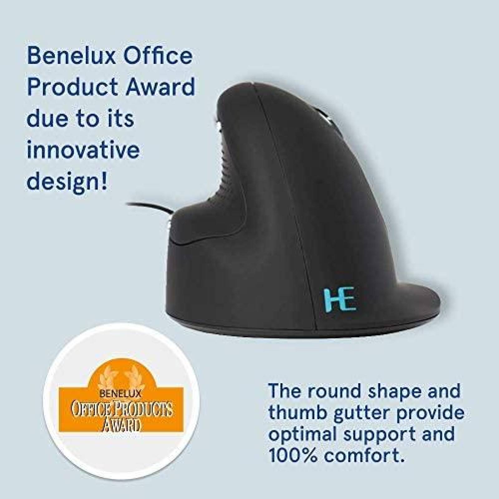 Mouse R-Go Tools Ergonomico Vertical USB de 5 Botones -Negro