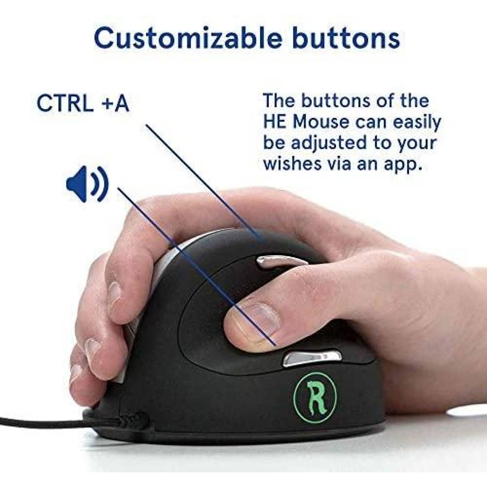 Mouse R-Go Tools Ergonomico Vertical USB de 5 Botones -Negro