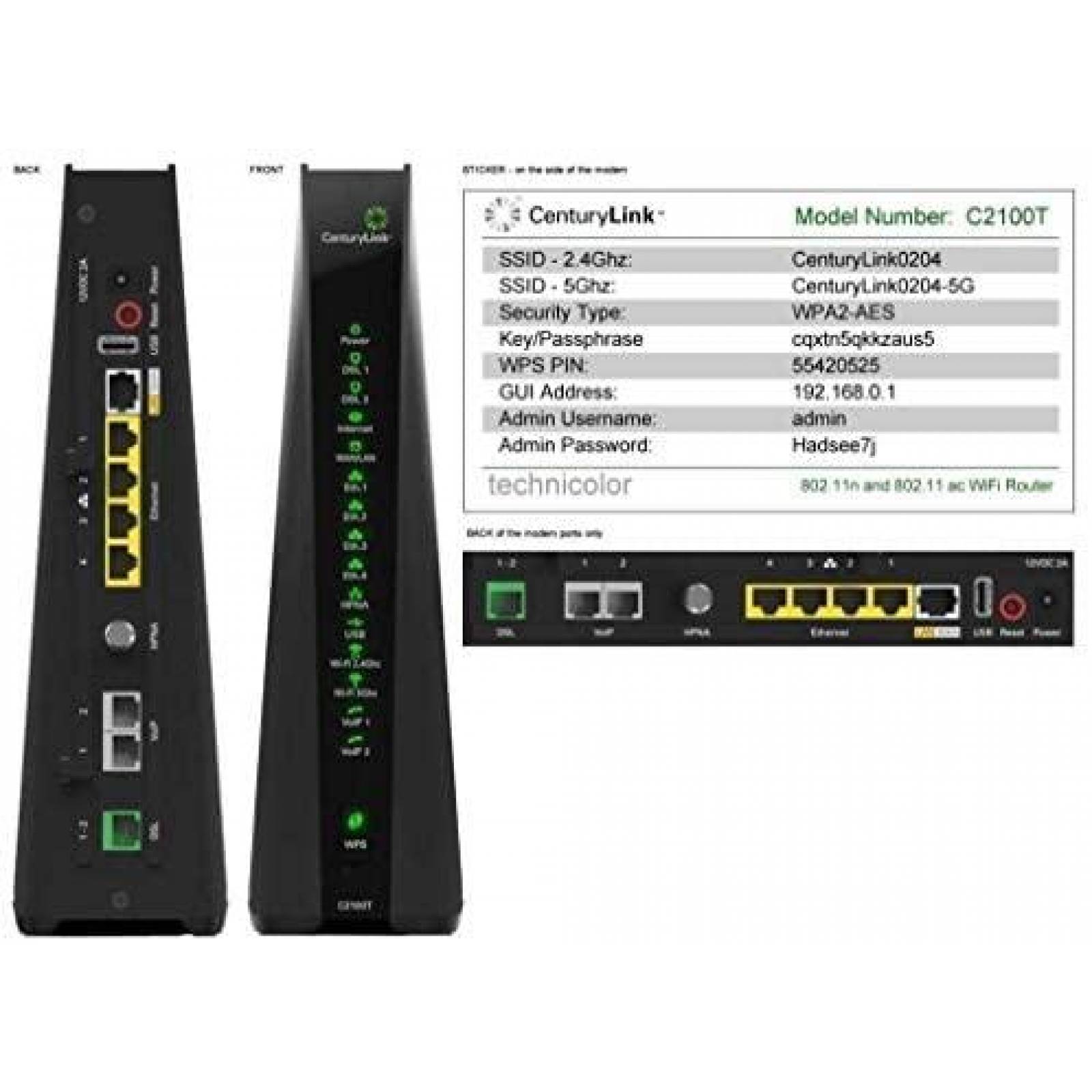 Modem Router CenturyLink C2100T Ethernet WAN / LAN Port