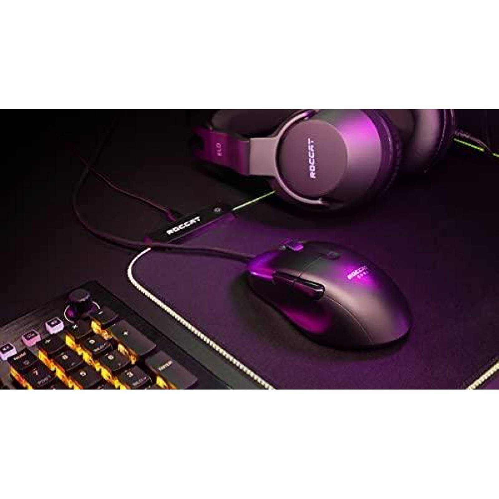 Mouse Gamer ROCCAT KONE Pro RGB Ergonomico y Ligero -Negro
