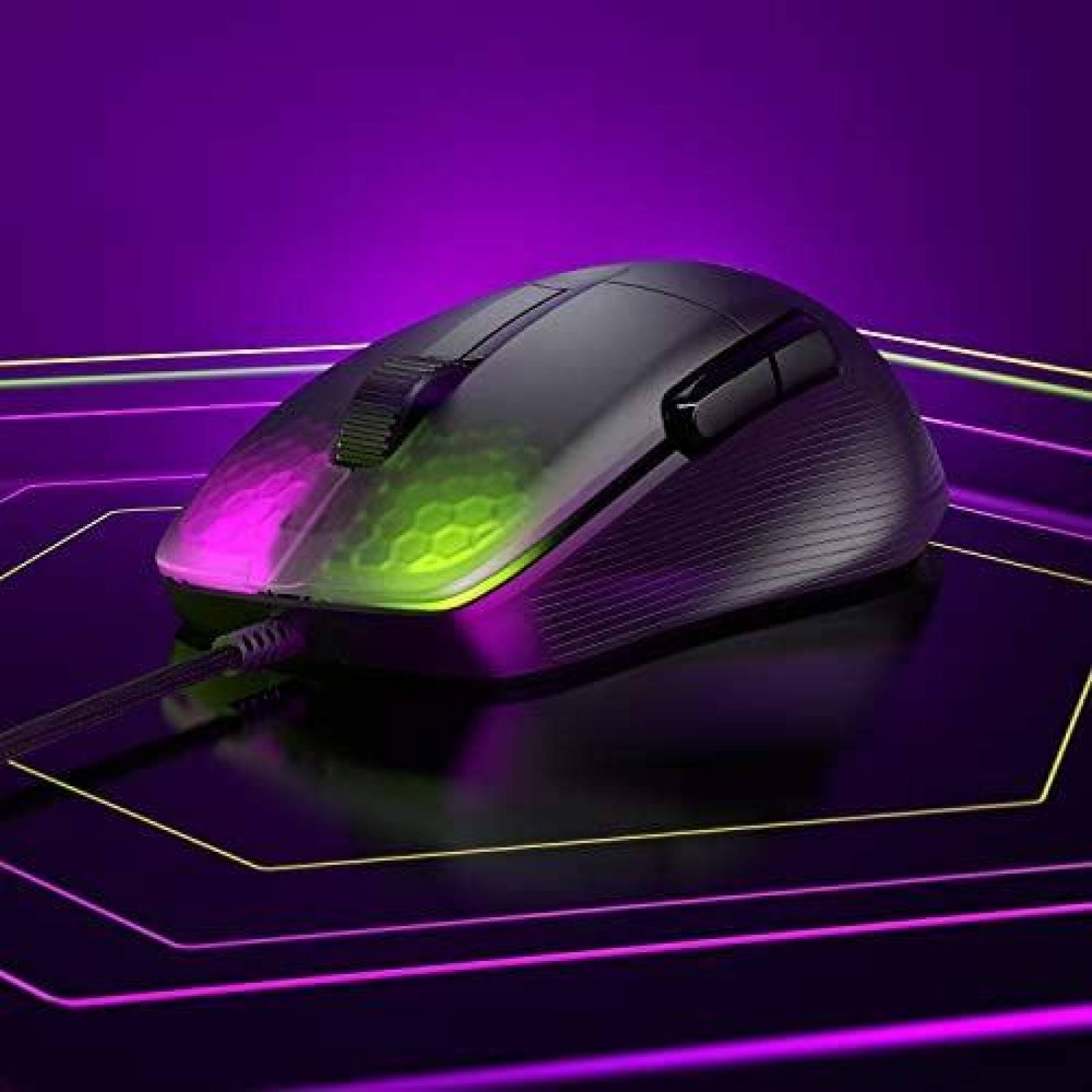 Mouse Gamer ROCCAT KONE Pro RGB Ergonomico y Ligero -Negro