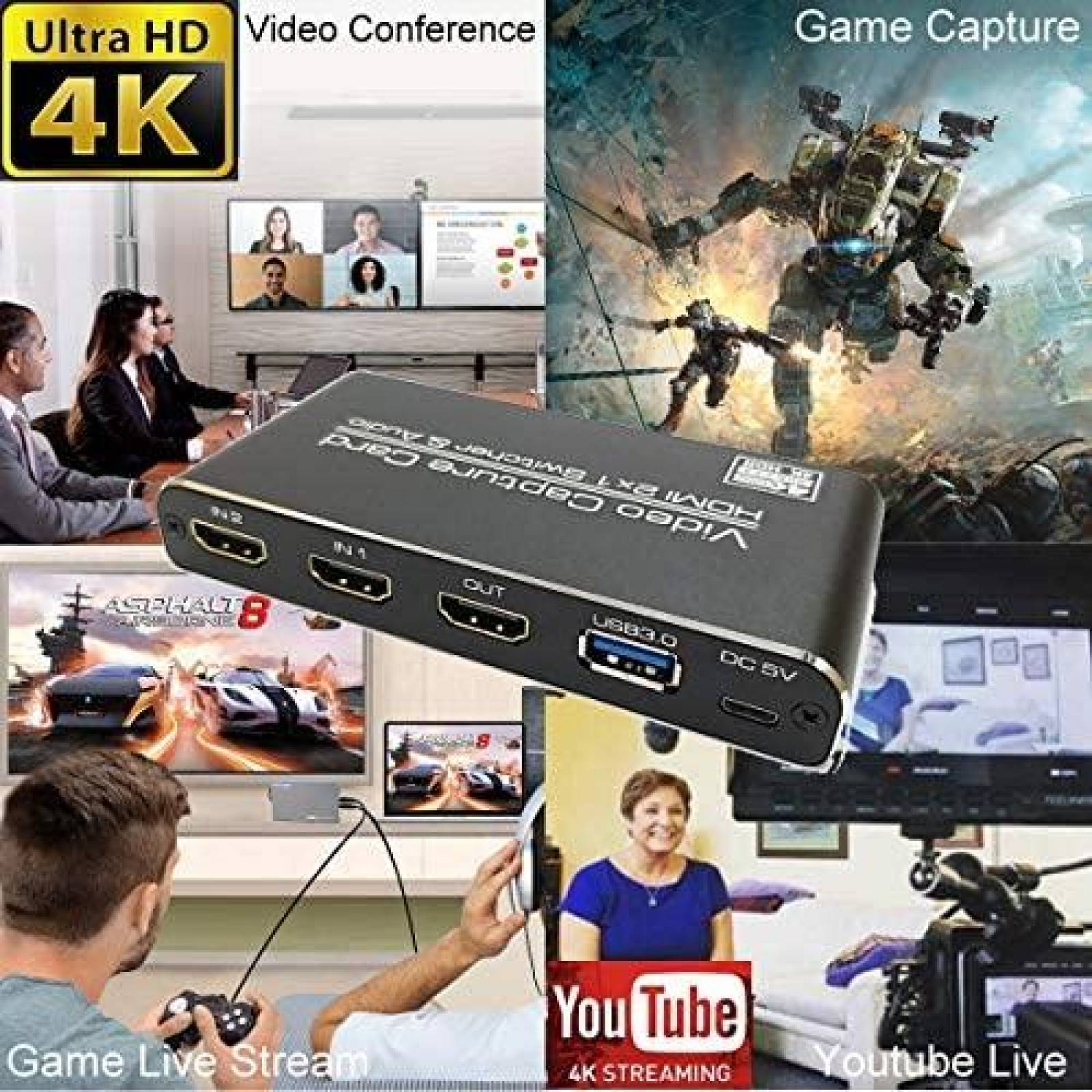 Tarjeta Capturadora de Video YOTOCAP 4K 60fps HDMI -Negro