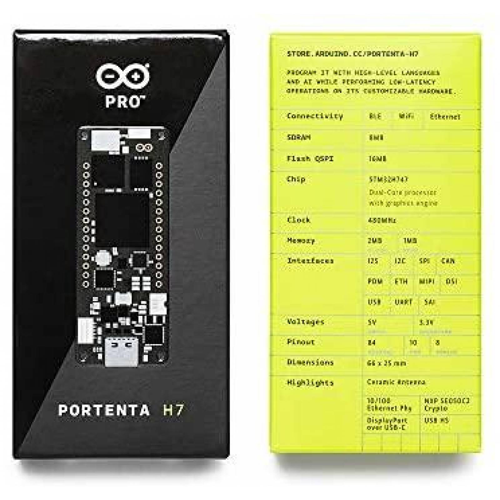Procesador Arduino Portenta H7 2 procesadores -Negro