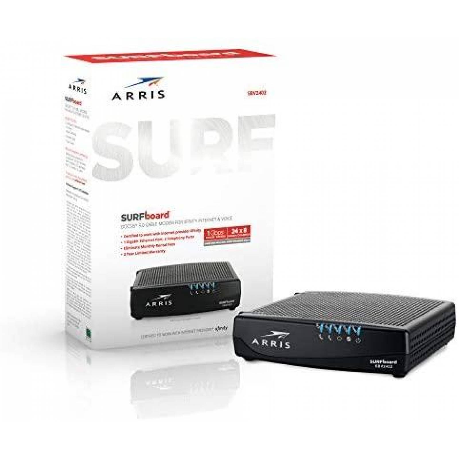 Modem ARRIS SBV2402 Ethernet 10.35" x 9.02" x 2.32" -Negro
