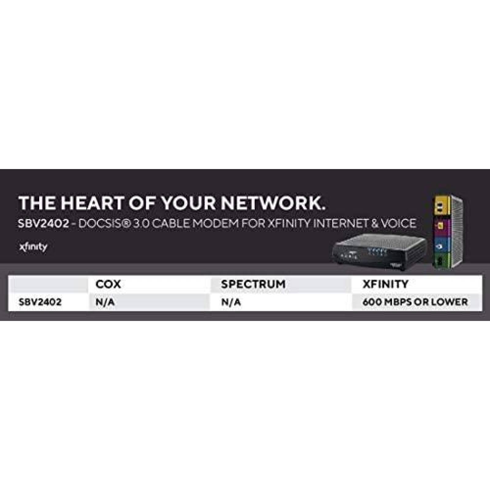 Modem ARRIS SBV2402 Ethernet 10.35" x 9.02" x 2.32" -Negro