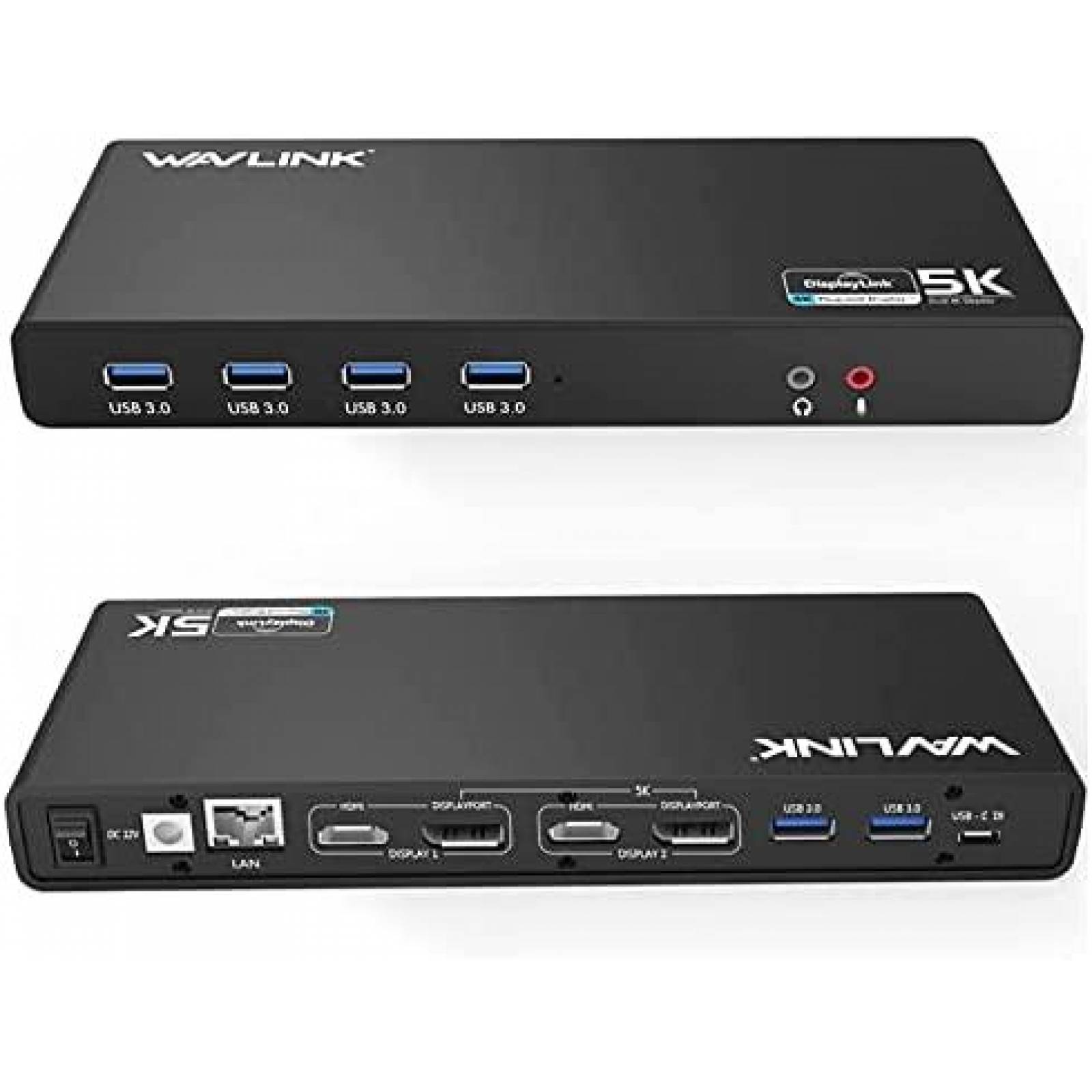 Estacion de Carga WAVLINK 5K/Dual 4K USB Tipo C -Negro