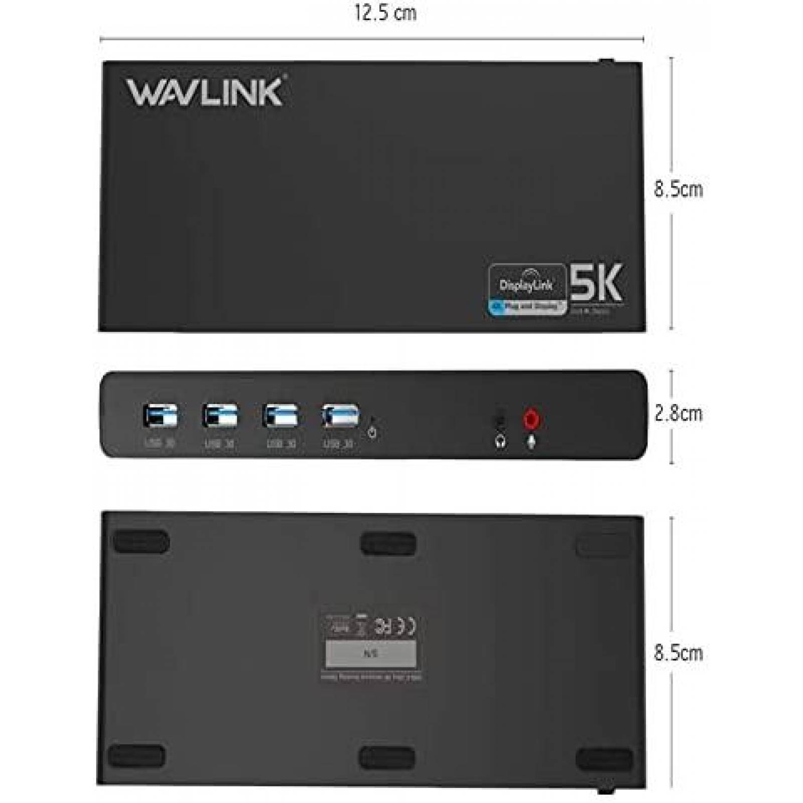Estacion de Carga WAVLINK 5K/Dual 4K USB Tipo C -Negro