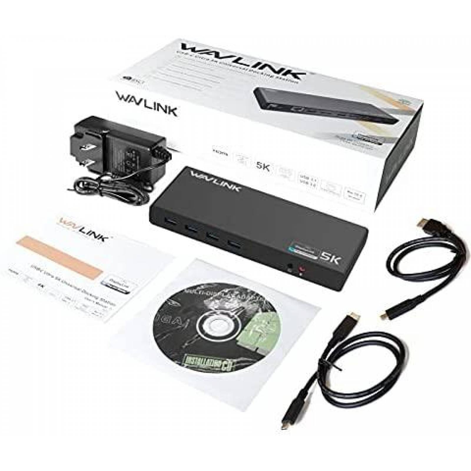 Estacion de Carga WAVLINK 5K/Dual 4K USB Tipo C -Negro