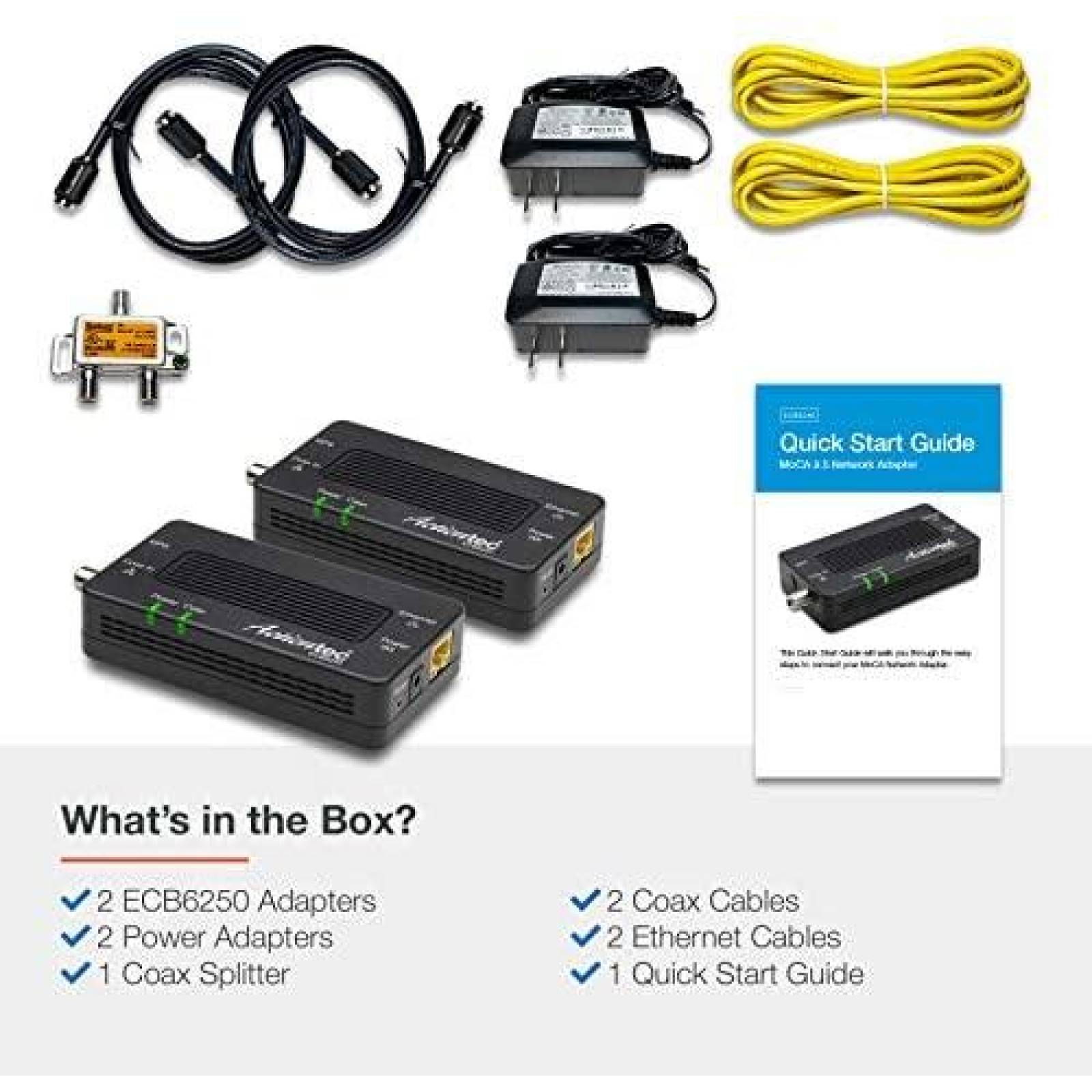 Adaptador Ethernet ActiontecMoCA 2pcs1Gbps adaptador coaxial