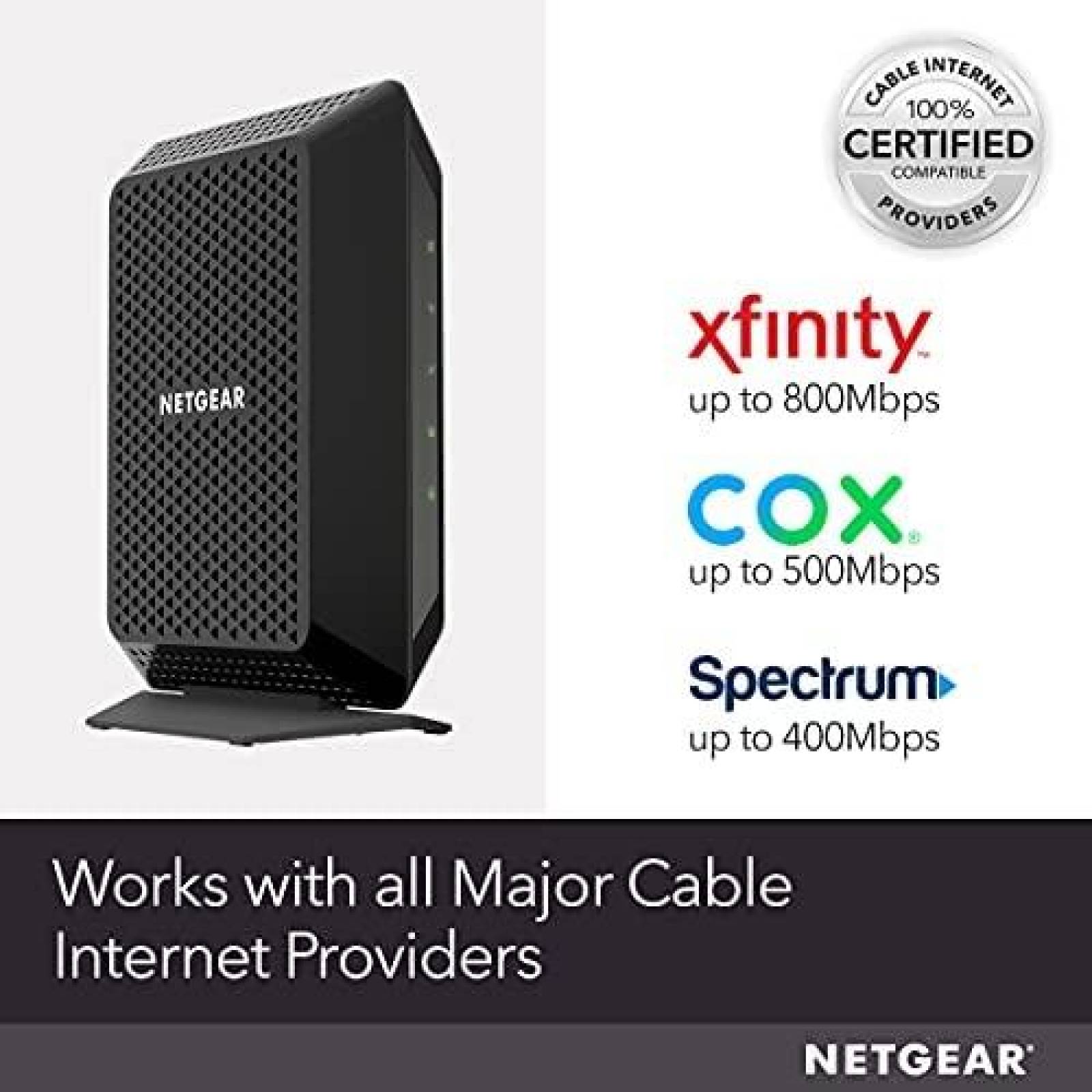 Modem NETGEAR CM700 500 Mbps 1.7'' x 6.6'' x 5.2'' -Negro