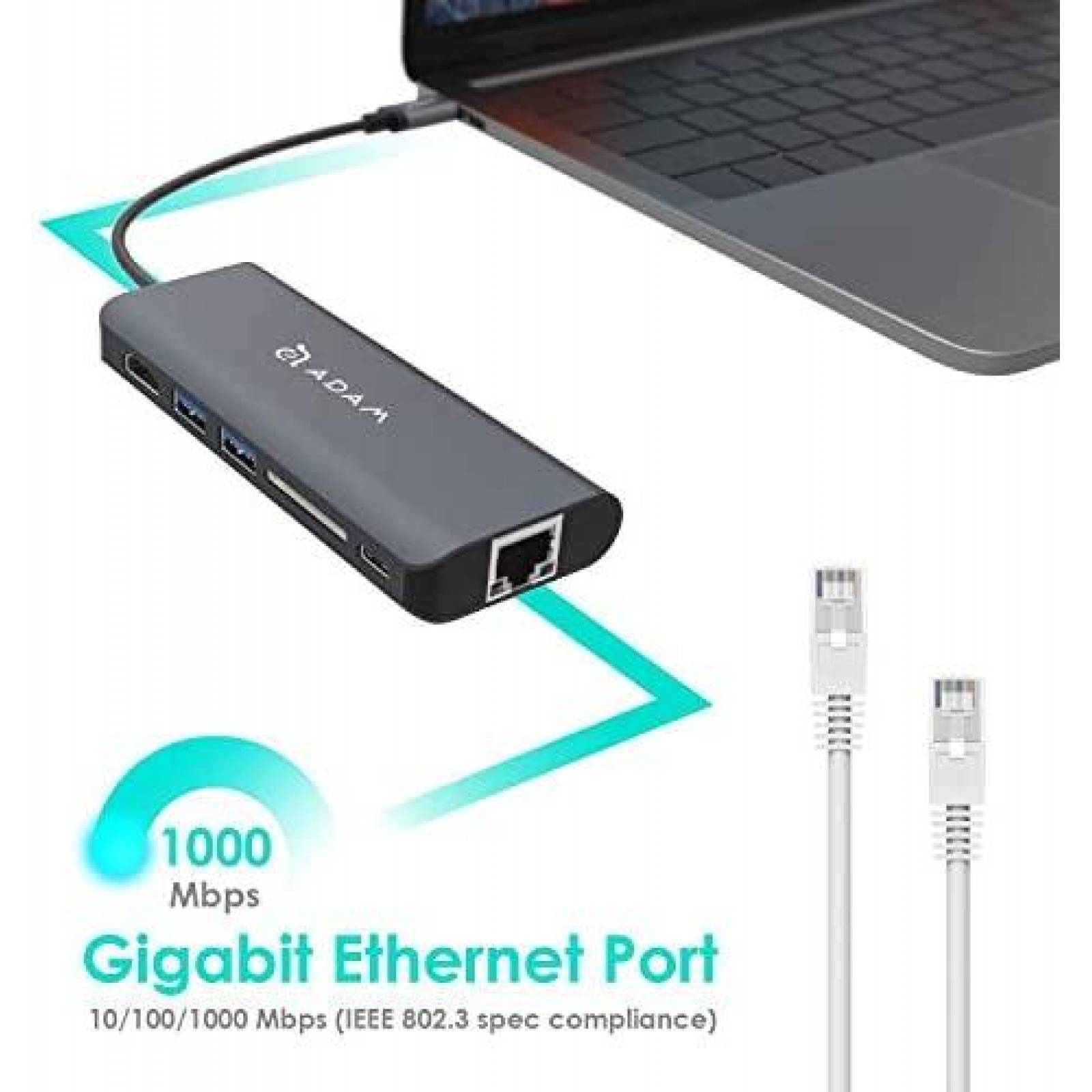 Adaptador Adam Elements CASA Hub A01 USB-C 5 en 1 -Gris